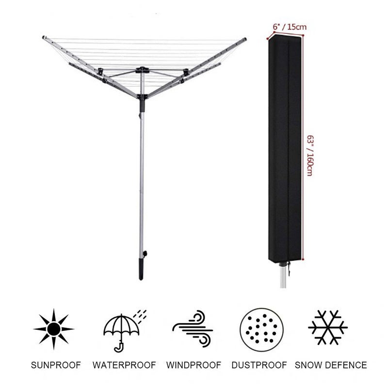 1. Czarny pokrowiec przeciwsłoneczny (160 x 15 x 15 cm) do suszenia ubrań na zewnątrz, pokrowiec na meble ogrodowe, z torbą do przechowywania, wykona