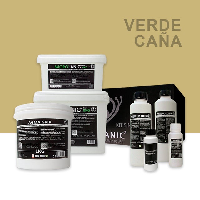MICROLANIC Kit Microciment 5M² Prêt à l'Emploi Surfaces Non Absorbantes SNA. Murs Sols Carrelage CANNE VERTE