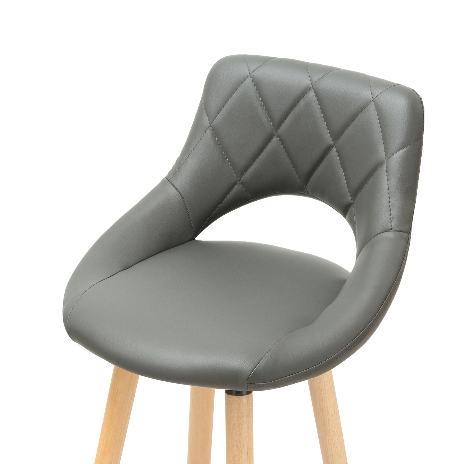 WOLTU Lot de 2 Tabouret de bar avec dossier et repose-pieds. Fait de similicuir et bois massif.Siège bien rembourré. 43x43x91cm.Gris - 3