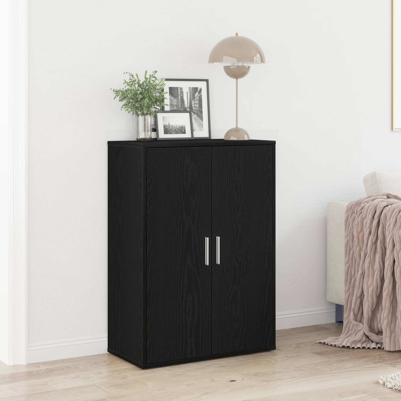 Vidaxl Aparador De Madera De Ingeniería Roble 60X31x84 Cm Negro , Leroy Merlin