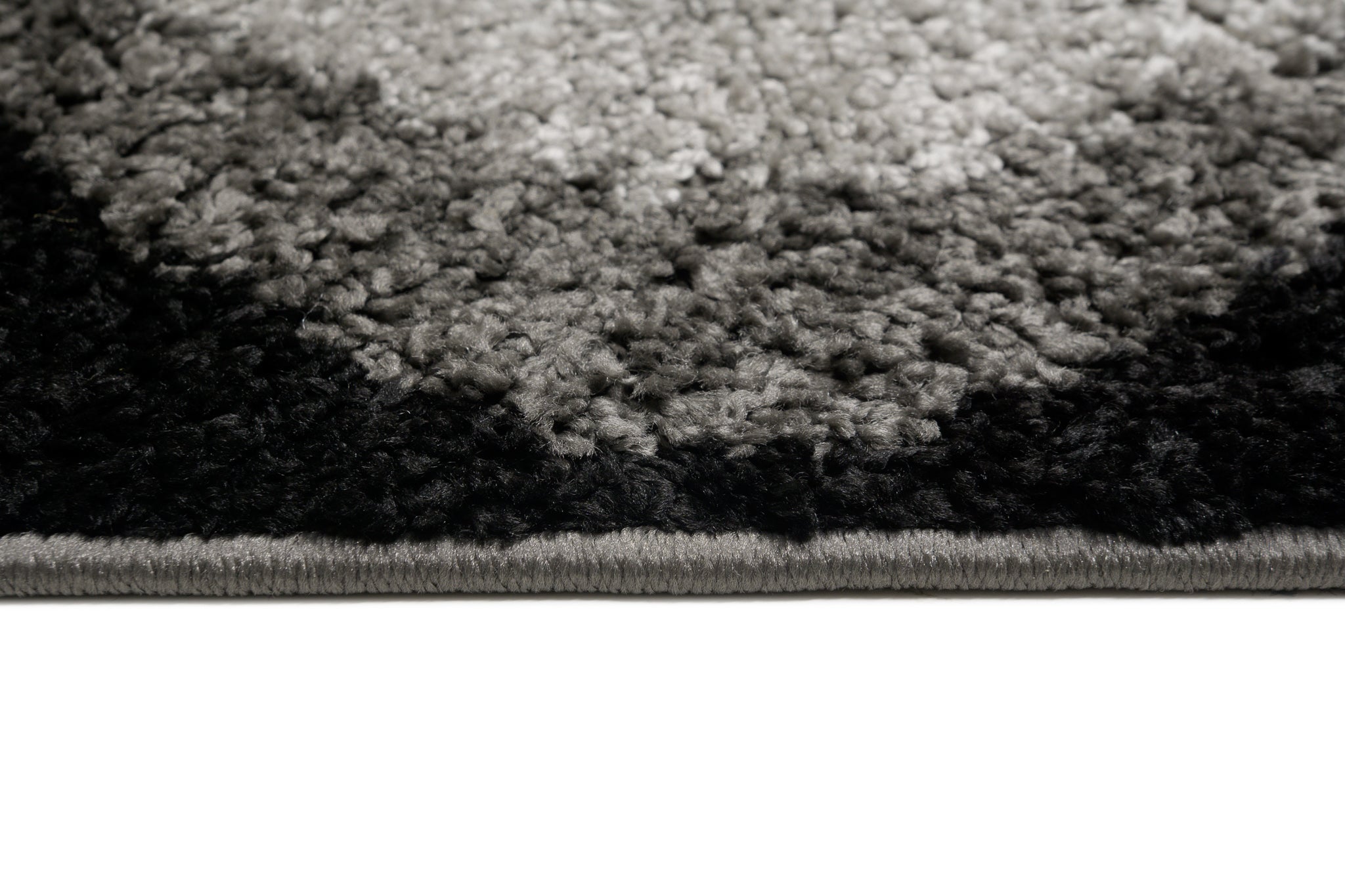 TAPISO Delhi Tapis de Salon Chambre Noir Gris Blanc Ondes Abstrait Moelleux Shaggy Super Doux Poils Longs Epais 60 x 100 cm - 5