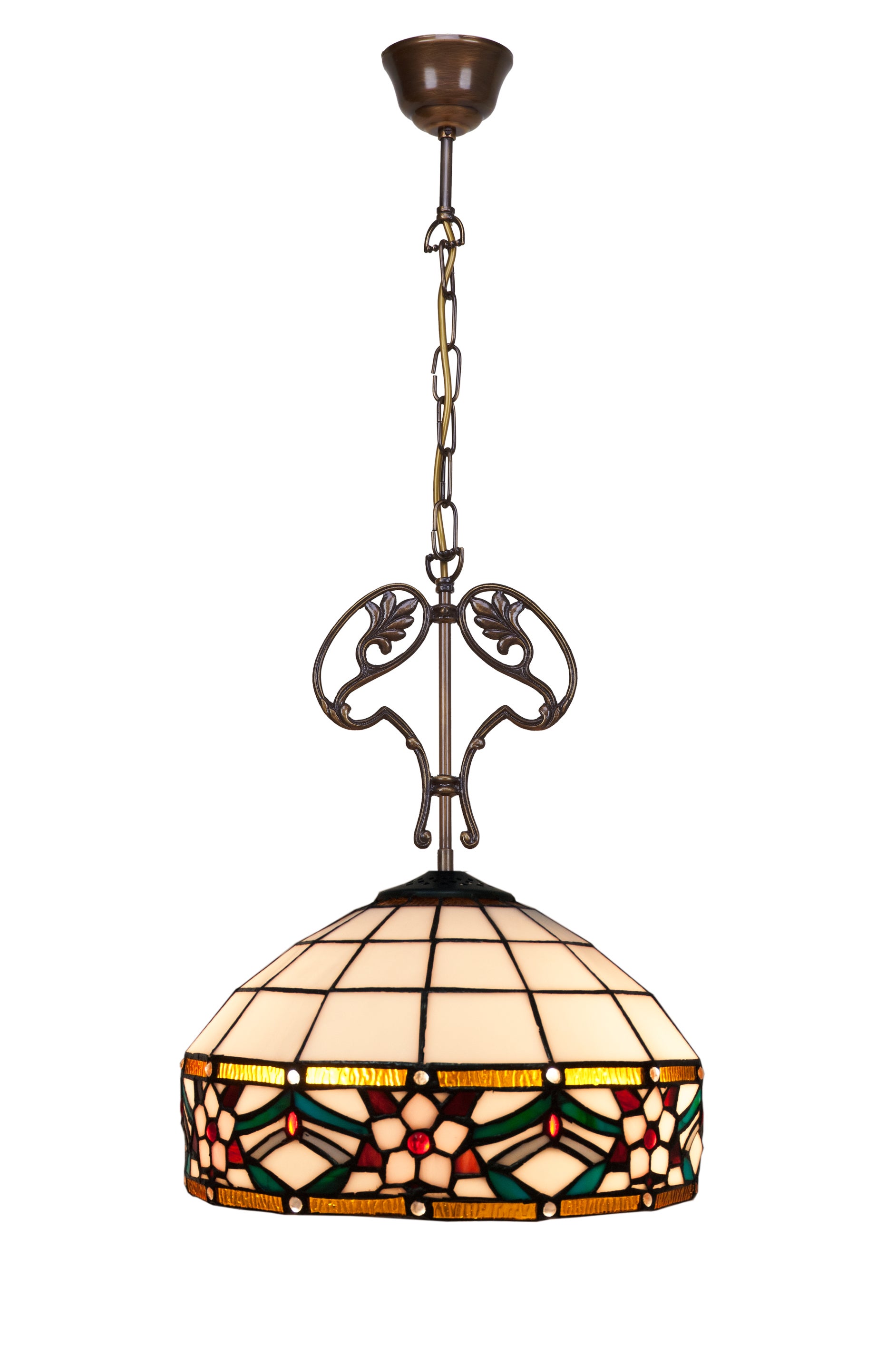 Suspension En Fer Émaillé Avec Chaîne Et Plat – Luminaire Industriel, Style Atelier