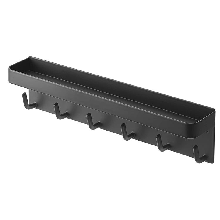 Portachiavi da Parete con Vassoio e 6 Ganci - Porta Chiavi da Muro per Casa, Ingresso, Cucina, Ufficio, Bagno, Soggiorno - Nero Portachiavi da Parete con Vassoio e 6 Ganci - Porta Chiavi da Muro per Casa, Ingresso, Cucina, Ufficio, Bagno, Soggiorno - Nero