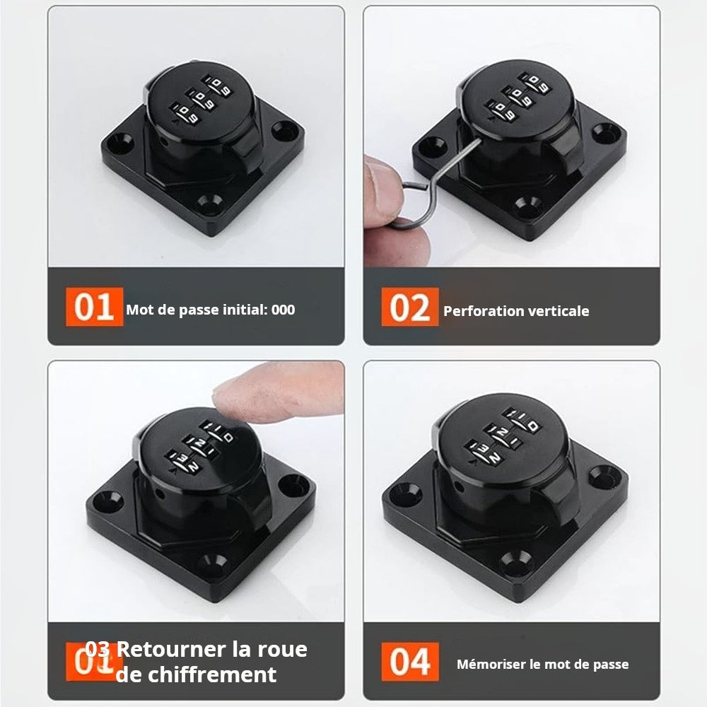 Serrures à loquet antivol pour armoire domestique, serrure de porte sans clé, serrures à loquet avec mot de passe à 3 chiffres pour combinaison - 5