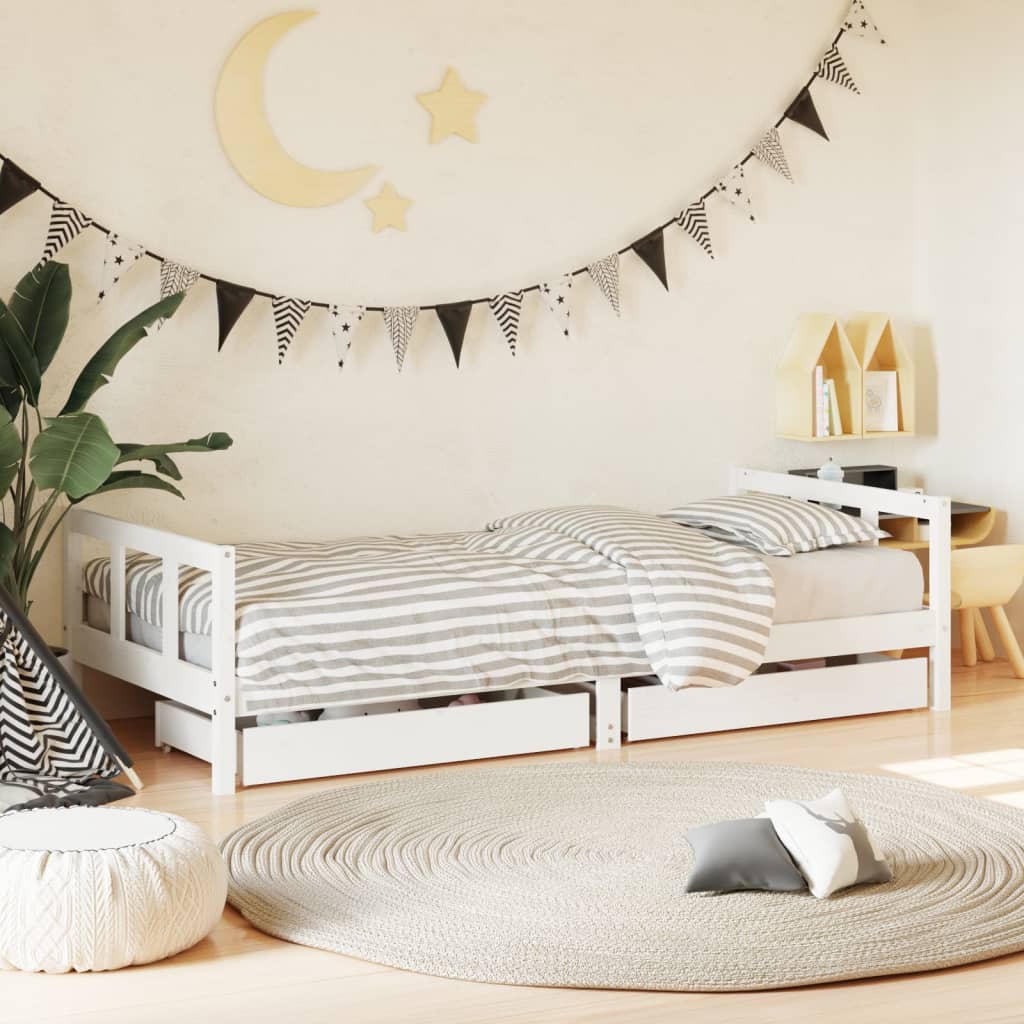 Estructura cama niños con cajones madera pino 90x200 cm