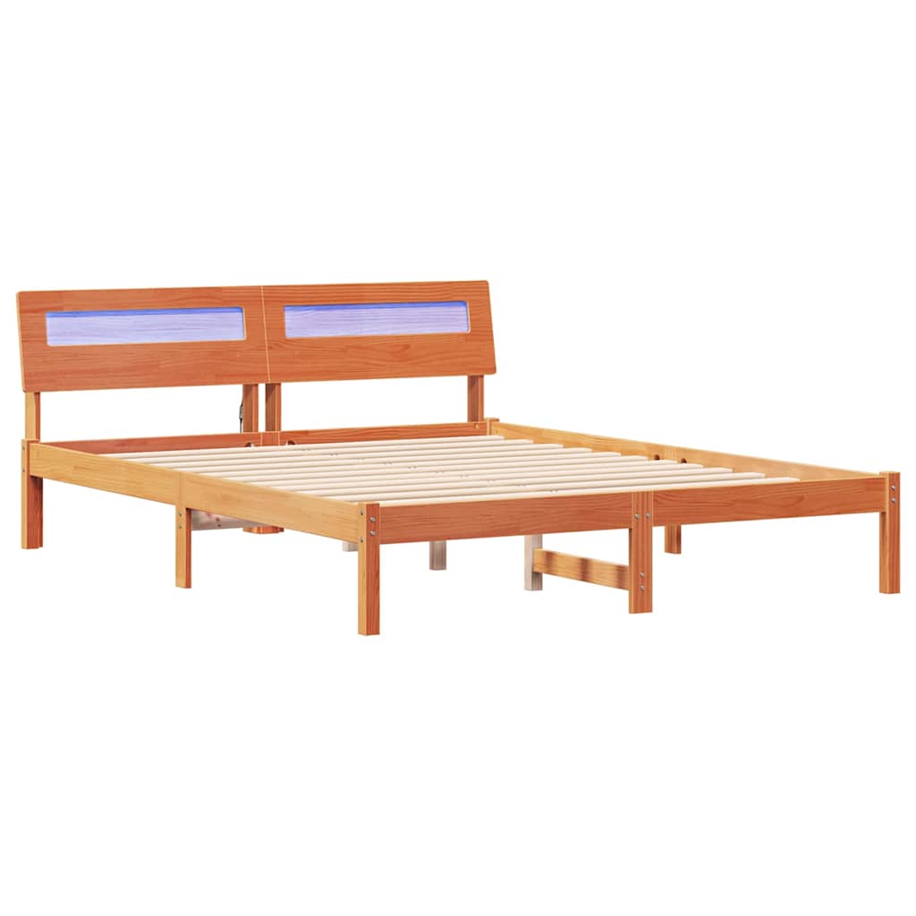 Łóżko Drewniane Brązowe Rama Łóżka Ze Stelażem Sypialnia Pokój 150 x 200 cm