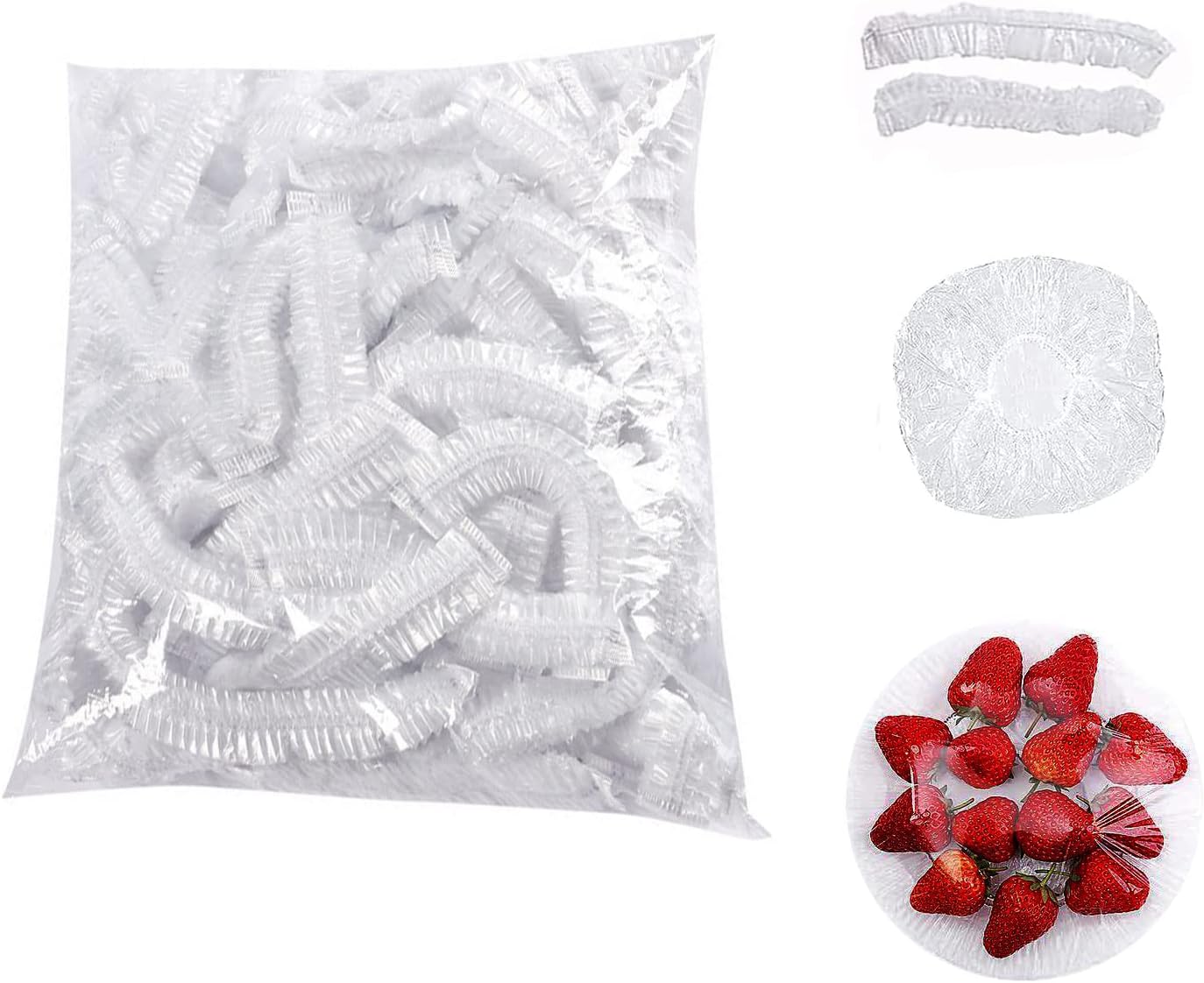 Zestaw 500 worków do przechowywania żywności, elastyczne pokrywki wielokrotnego użytku, plastikowe worki do przechowywania żywności, do przechowywania