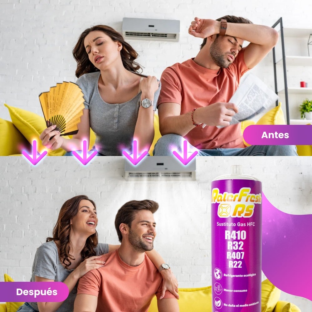 Lot de 2 bouteilles de gaz réfrigérant RALERFRESH RS avec manomètre, flexibles, clé et adaptateur - 5