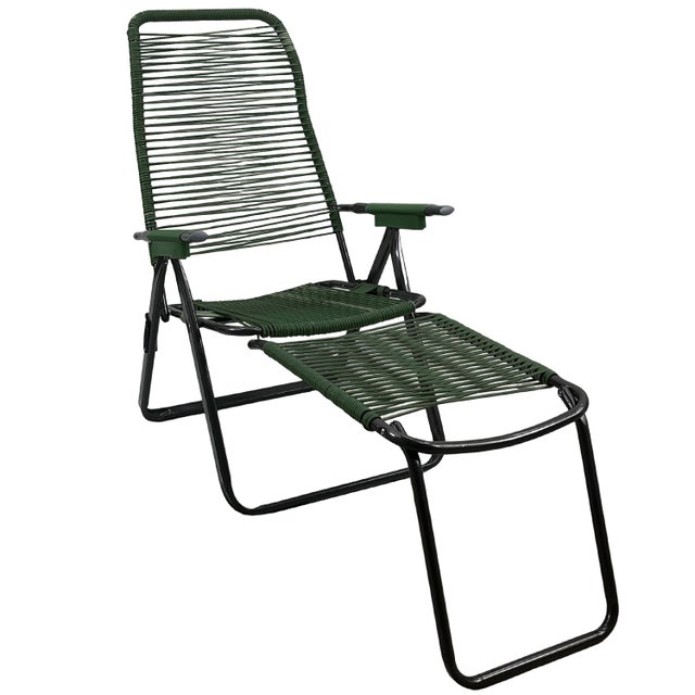 Lettino Prendisole VidaXL Con Poggiapiedi - Plastica Verde - Reclinabile 5 Posizioni - Ruote