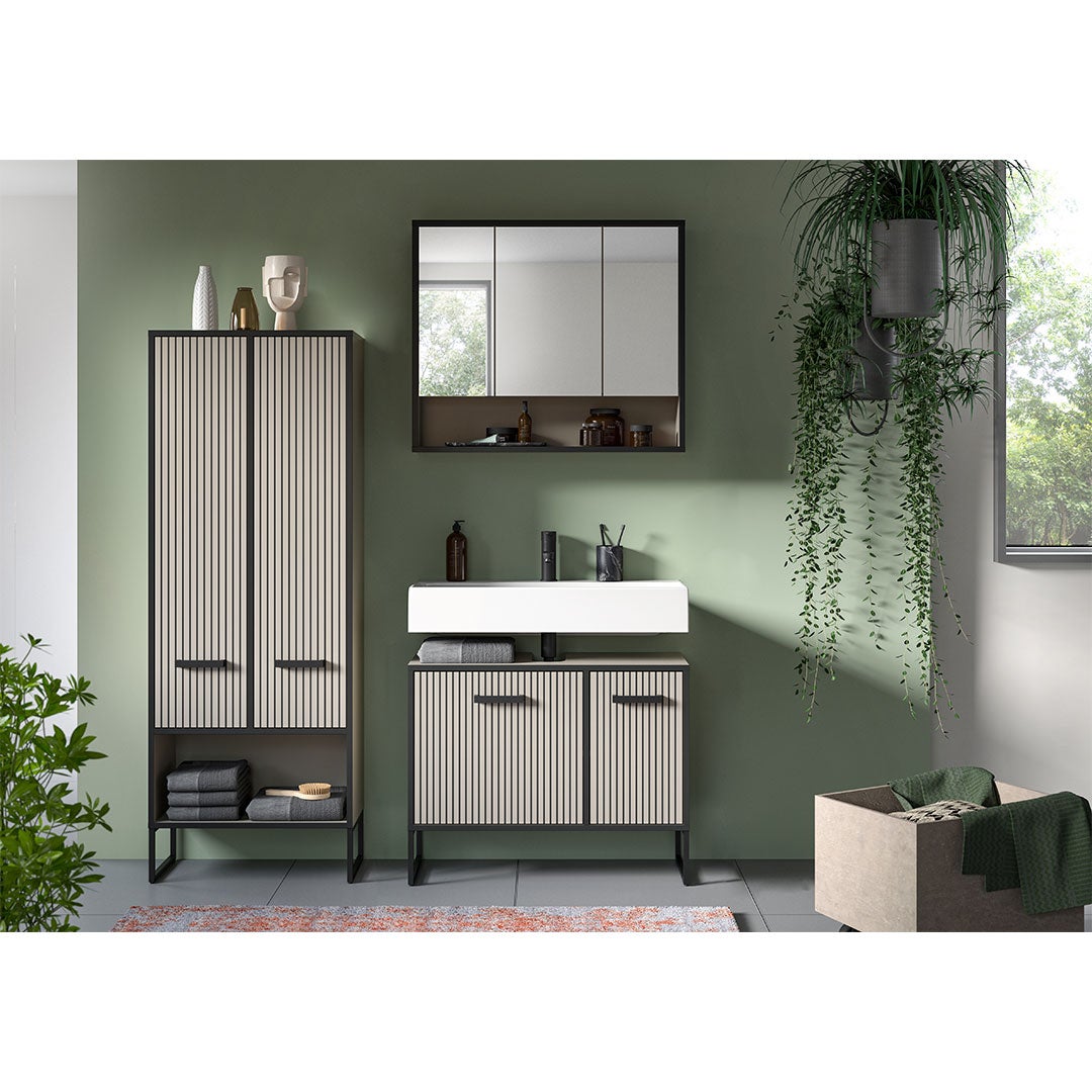 Bagno zestaw mebli łazienkowych 3 elementy jasnoszary, kremowy. - 7