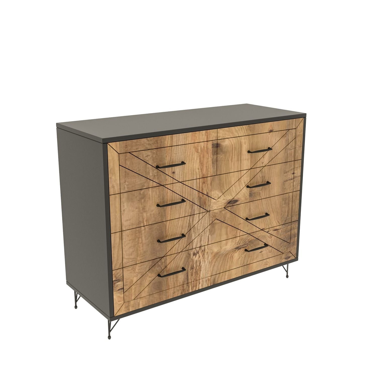 Commode design bois Comfort - L. 80 x H. 100 cm - Gris anthracite ...