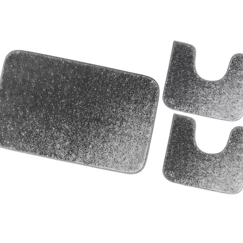 Zestaw 3-Częściowy Dywanik łazienkowy Dywanik przy łóżku Prysznic Wanna Antypoślizgowy Chłonny Miękki włochaty Szary