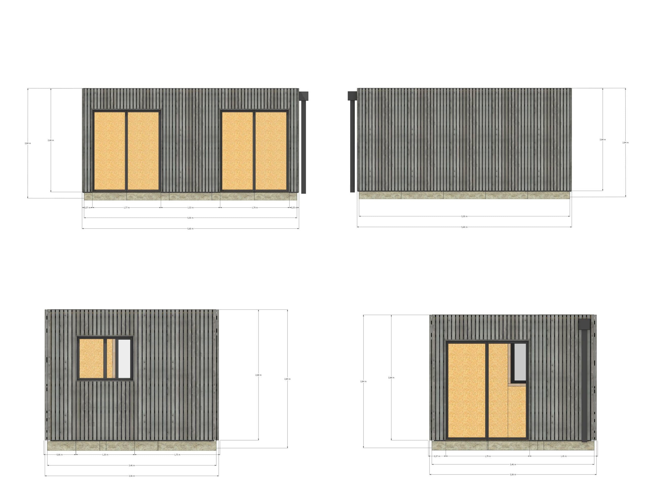 Studio de jardin hébergement en bois 5,5 x 3,5 x 2,7 m / menuiseries alu k-line - 4