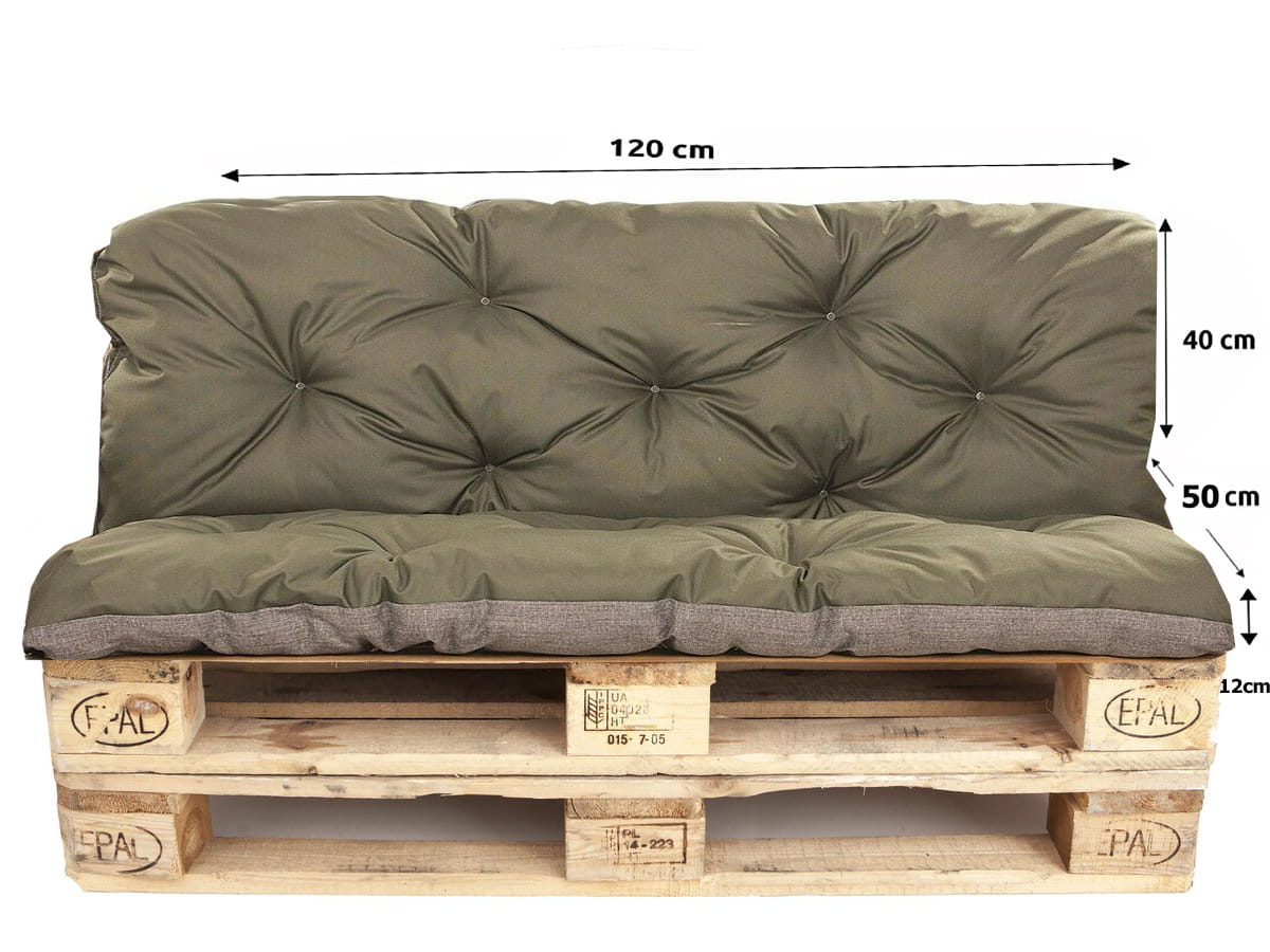 Set Coussins palettes, Assise 120 x 50 et Dossier 120 x 40cm Vert, coussins canapé / coussin pour palette in / extérieur, SETGARDEN - 2