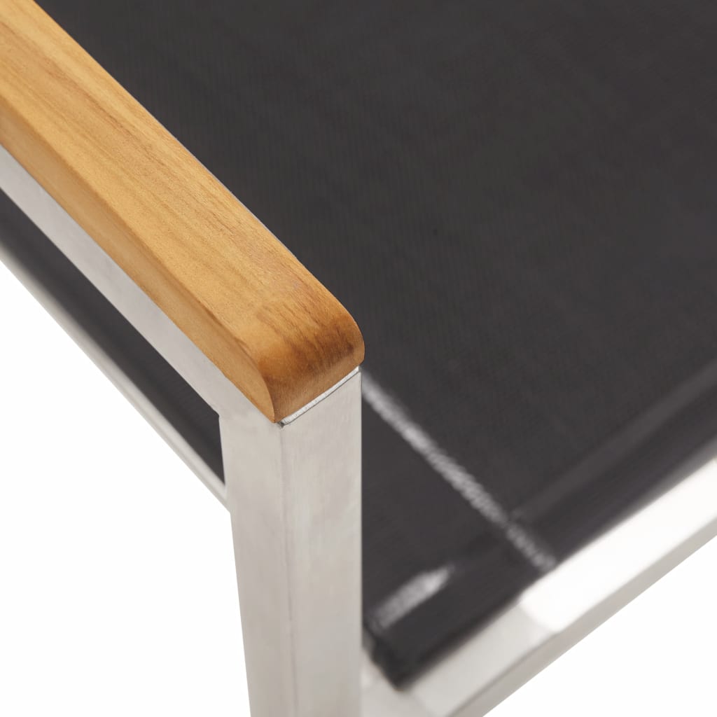 Chaises de jardin 4 pcs Textilène et acier inoxydable Gris - 7