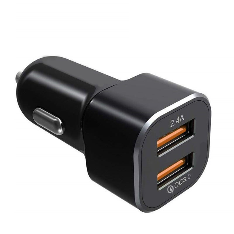 Podwójna ładowarka samochodowa USB, szybkie ładowanie Quick Charge 3.0 – mini wtyczka zapalniczki samochodowej 12 V do iPhone'a XS/XR/Max/7/8/Plus, A