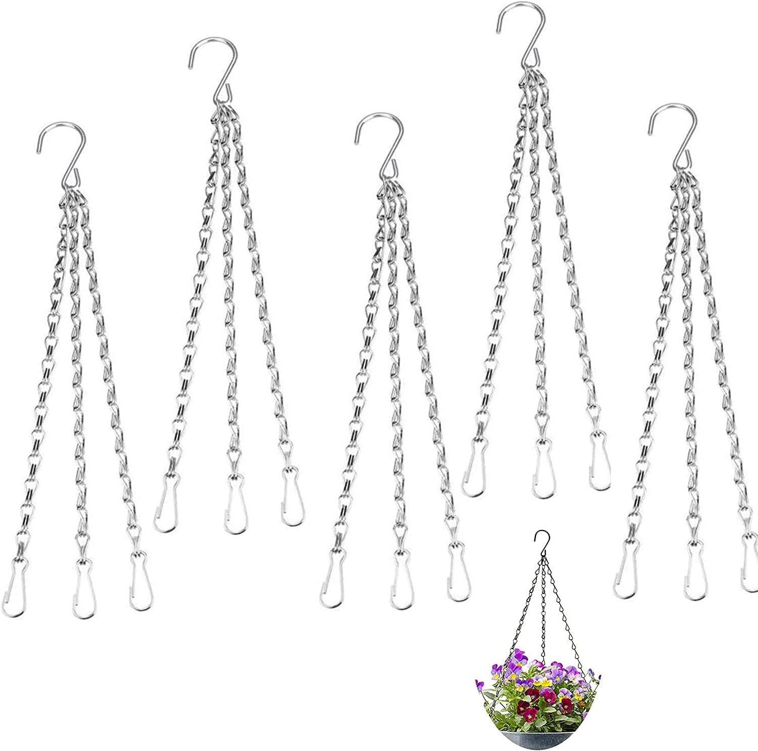 12 Pièces Chaîne Suspendue Avec Crochet 50cm - Chaîne Métal Solide Pour Panier, Plante, Oiseau Et Décoration