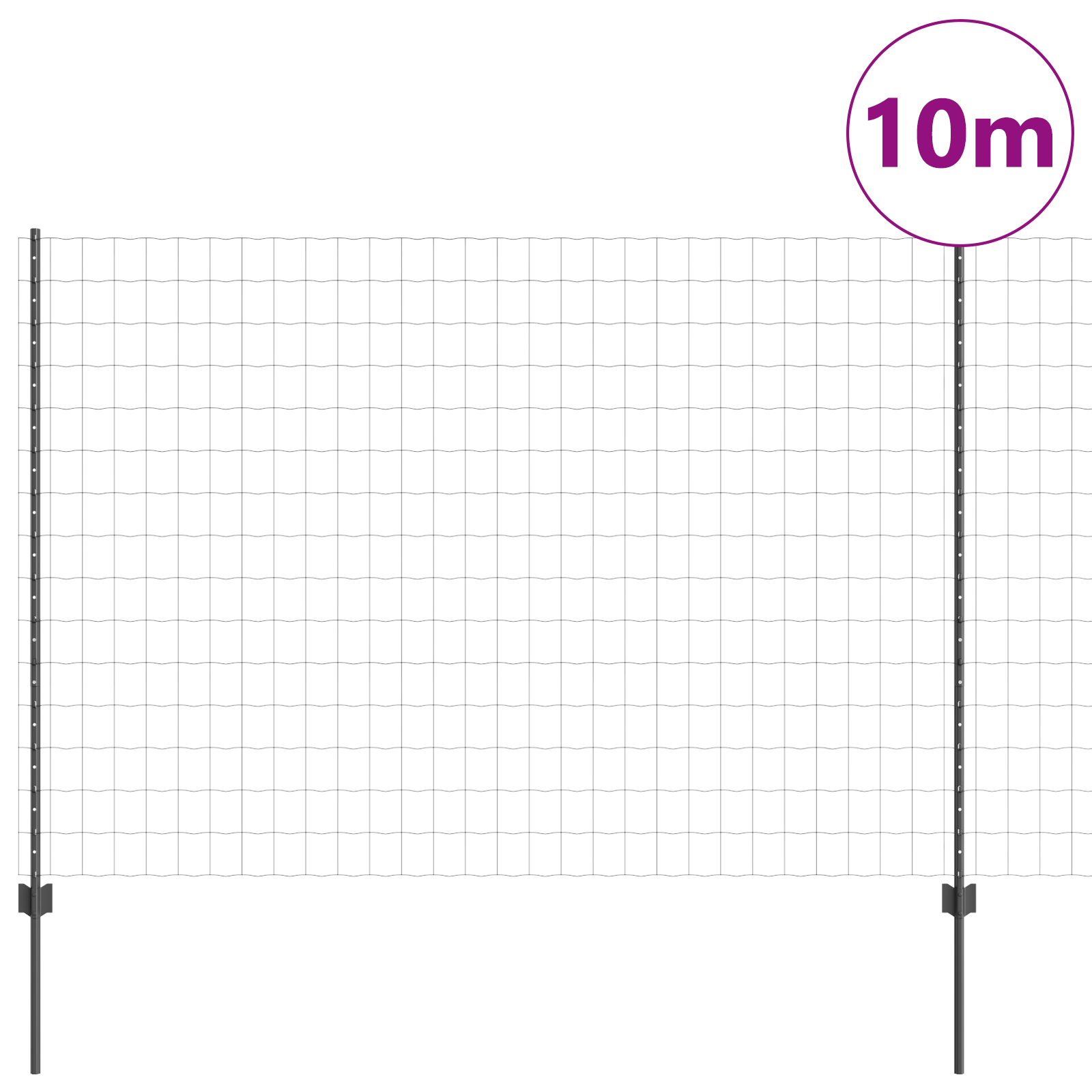 Clôture de jardin | Clôture Euro avec 10 Piquets Grise 1,5x10 m en Acier CFW23459 - 3