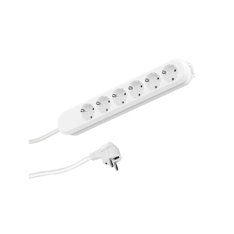 Regleta De 3 Enchufes Con Interruptor, Cable De 3 Metros, 1.5 Mm², Blanco Y Gris - Segura Y Con Estilo Para Conectar Varios Dispositivos