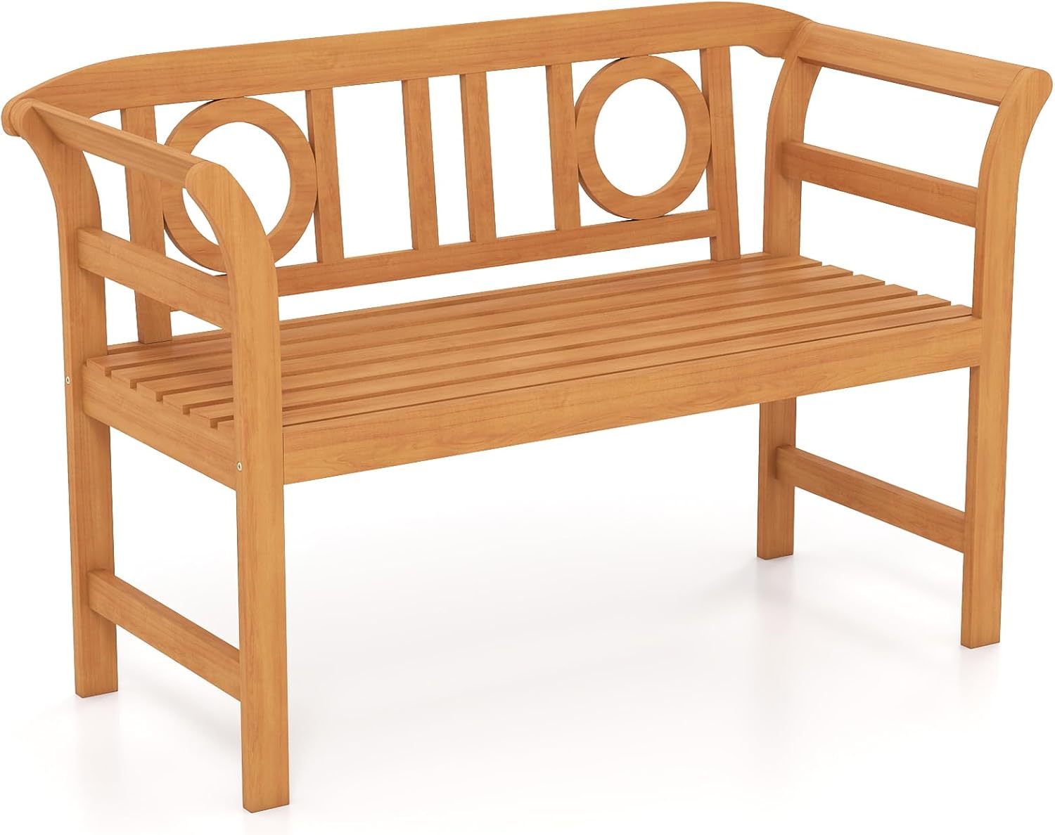 GIANTEX Banc de grădină din lemn de acacia,Banc Exterior grădină la 2 locuri,Acomodare,pentru balcon Porşe,Sarcină 360 kg,118 × 50 × 78,5 cm(Stil 3)