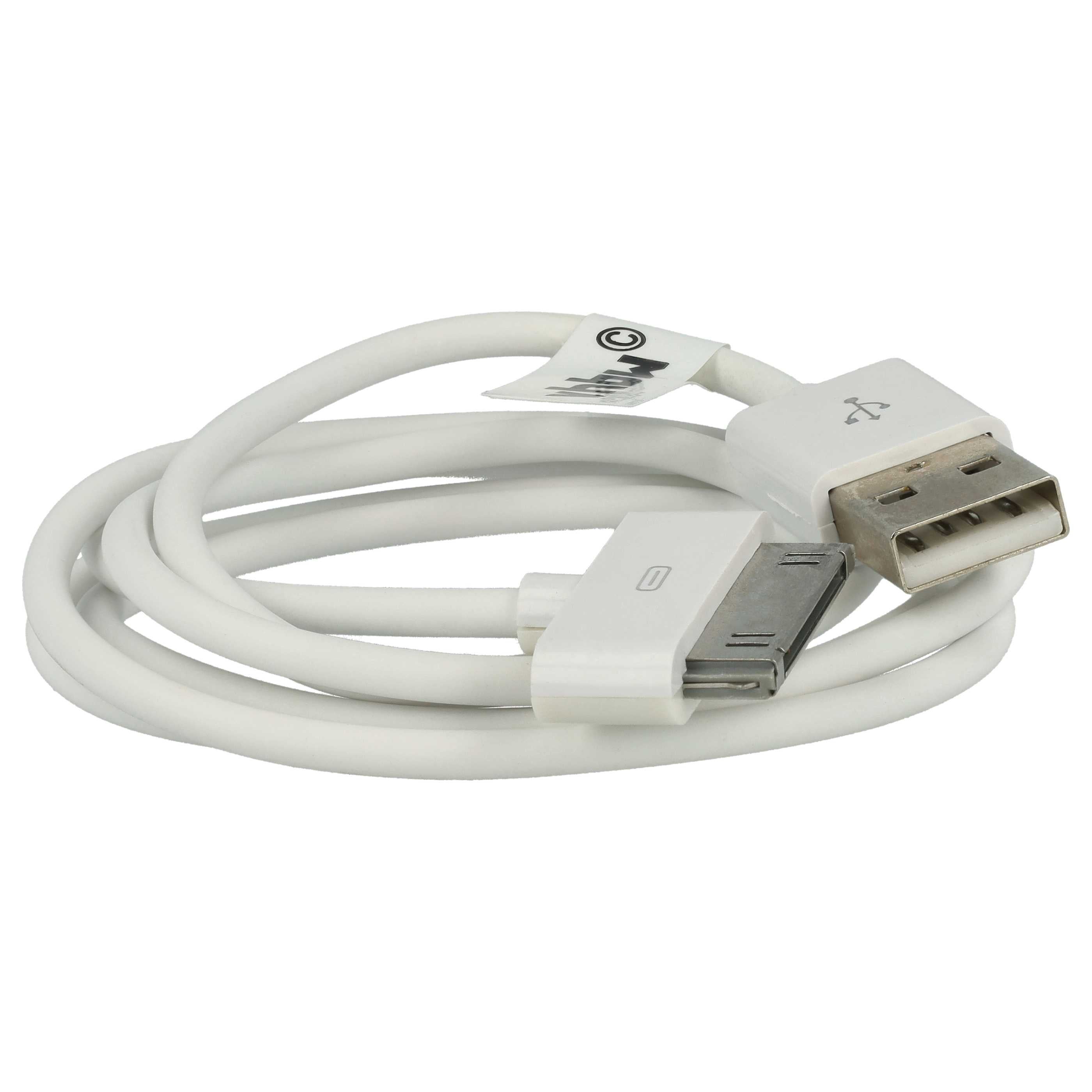 vhbw câble de données USB (type A sur lecteur MP3) compatible avec Apple iPod 5.5 Gen. (Video) - A1136 - 30Gb lecteur MP3 - blanc - 2