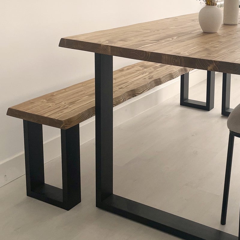 BLENOM Banc en bois massif durable Ica Noyer bord irrégulier 120x31-33x45cm UN - 2