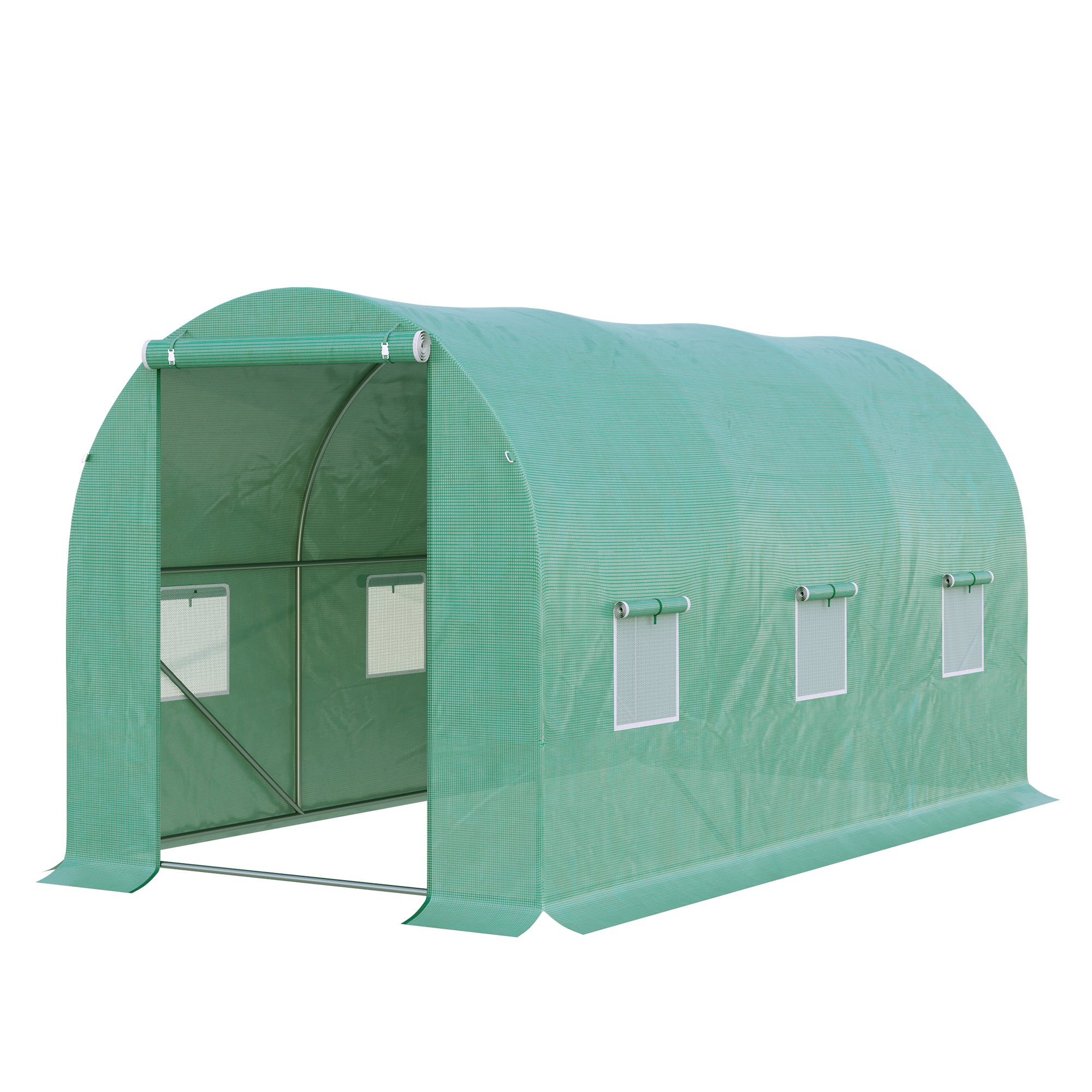 Outsunny Serre de Jardin Tunnel 8 m² 4L x 2l x 1,9H m Acier galvanisé renforcé diamètre 2,4 cm + PE Haute densité fenêtres Porte - 2