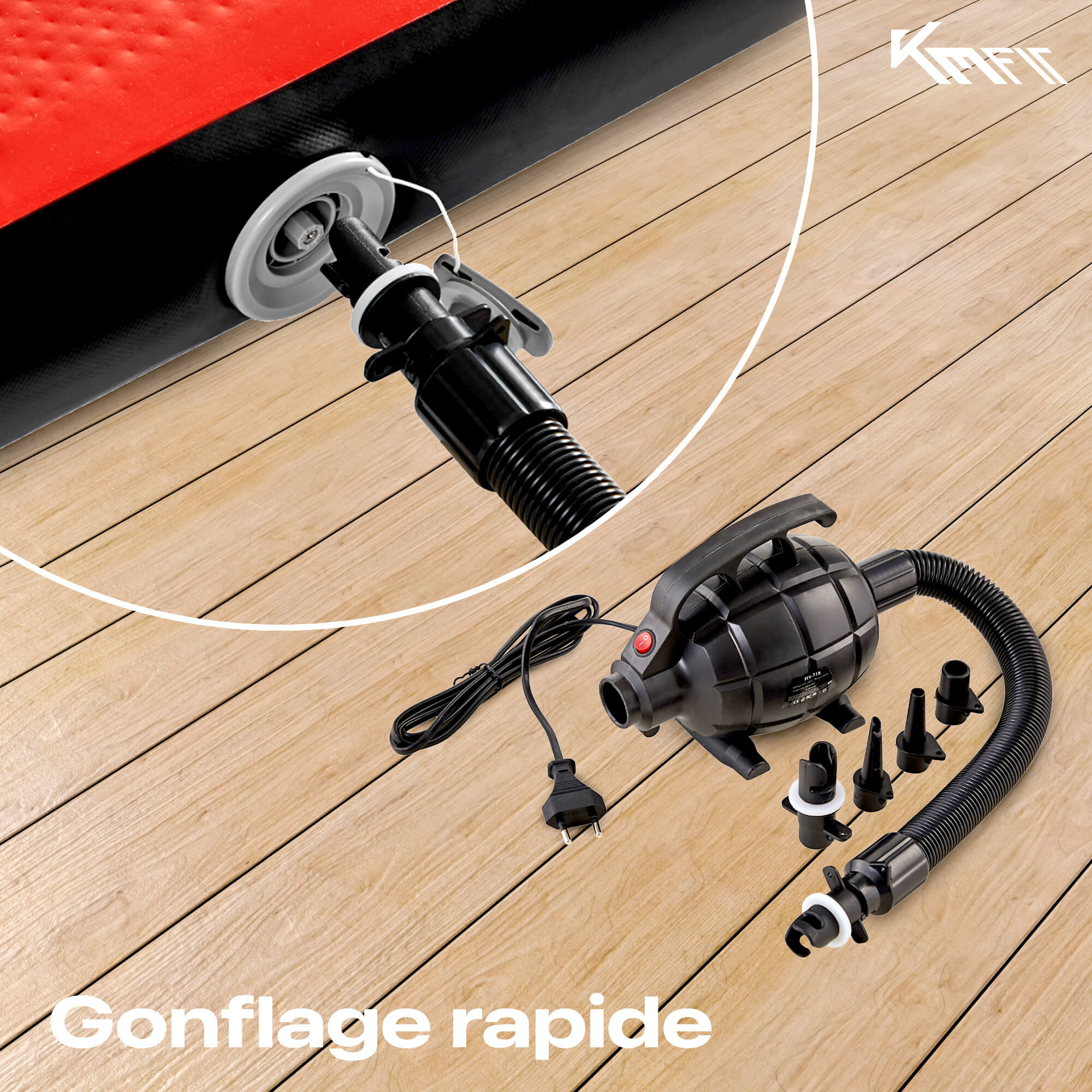 AREBOS Tapis de gymnastique gonflable Airtrack 4 m | Avec sac de transport, pompe à air électrique et kit de réparation | Résistant aux UV - 8