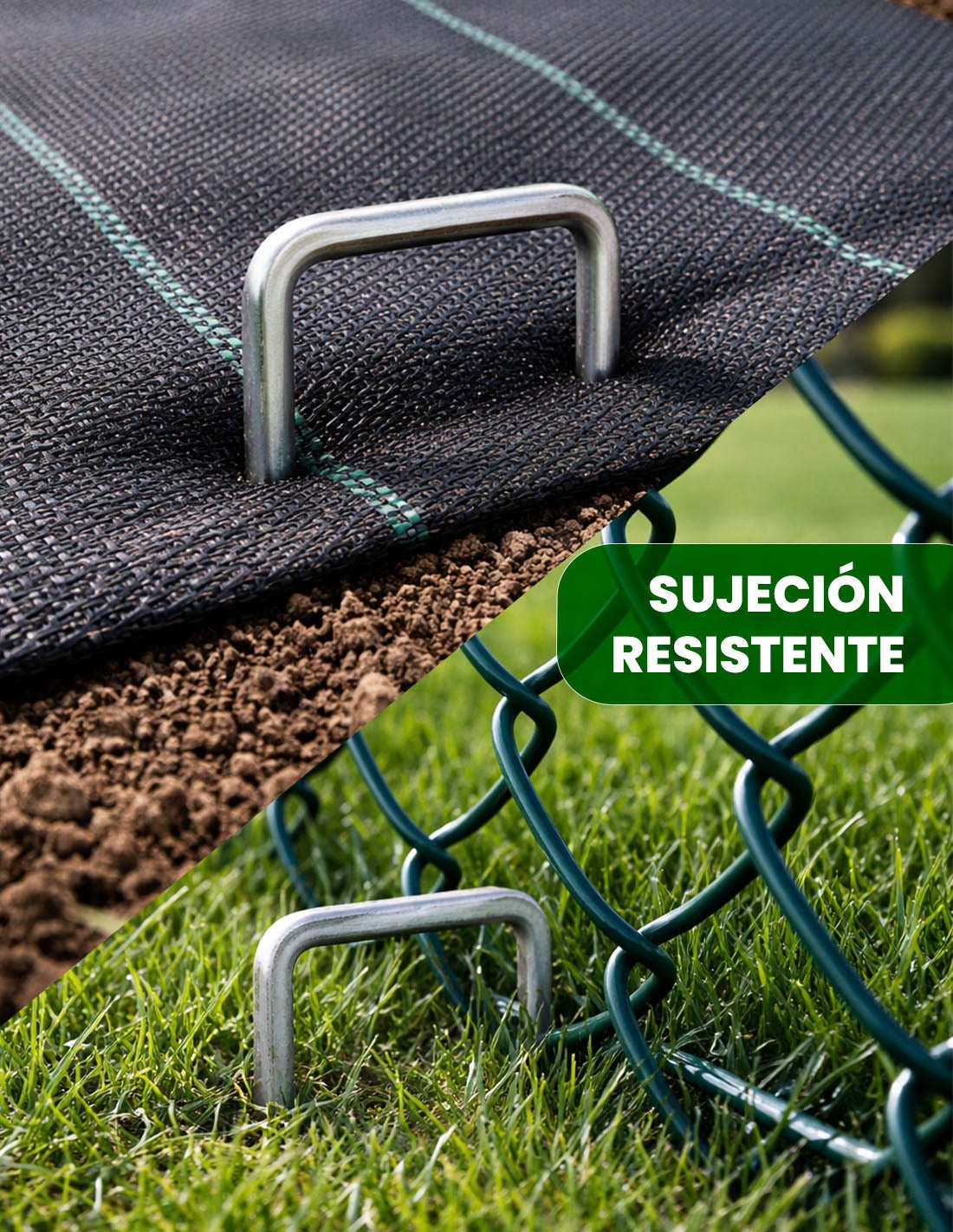 JARDIN202 - Grapas Piquetas de Jardín 150x30mm | Acero Galvanizado Anticorrosión con Arandelas para Malla Antihierba y Césped Artificial | 50 unidade - 7