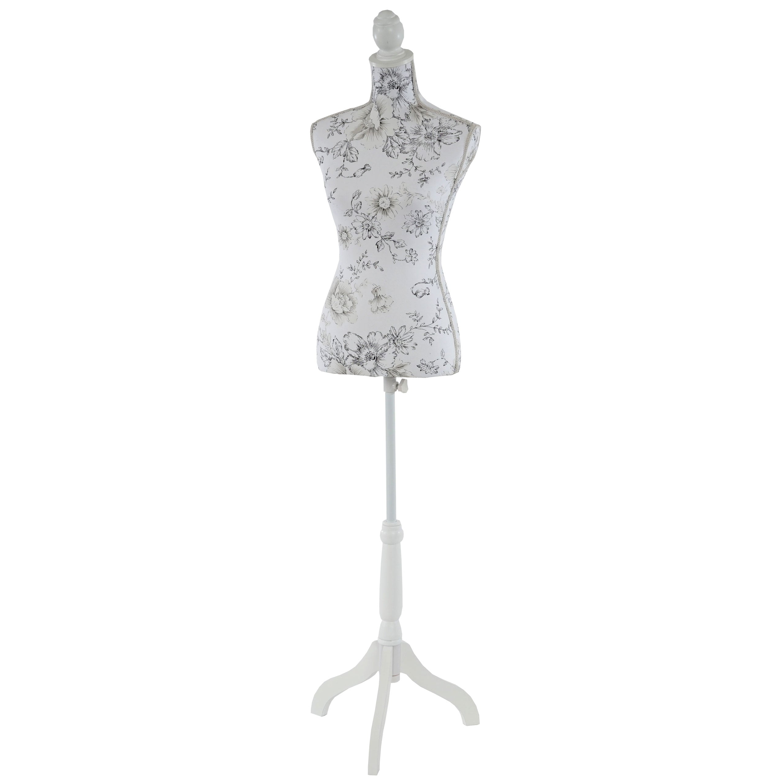 Busto mujer costura con pies maniquí mujer altura regulable decoración ventana fibra de vidrio blanco con 04_0004285