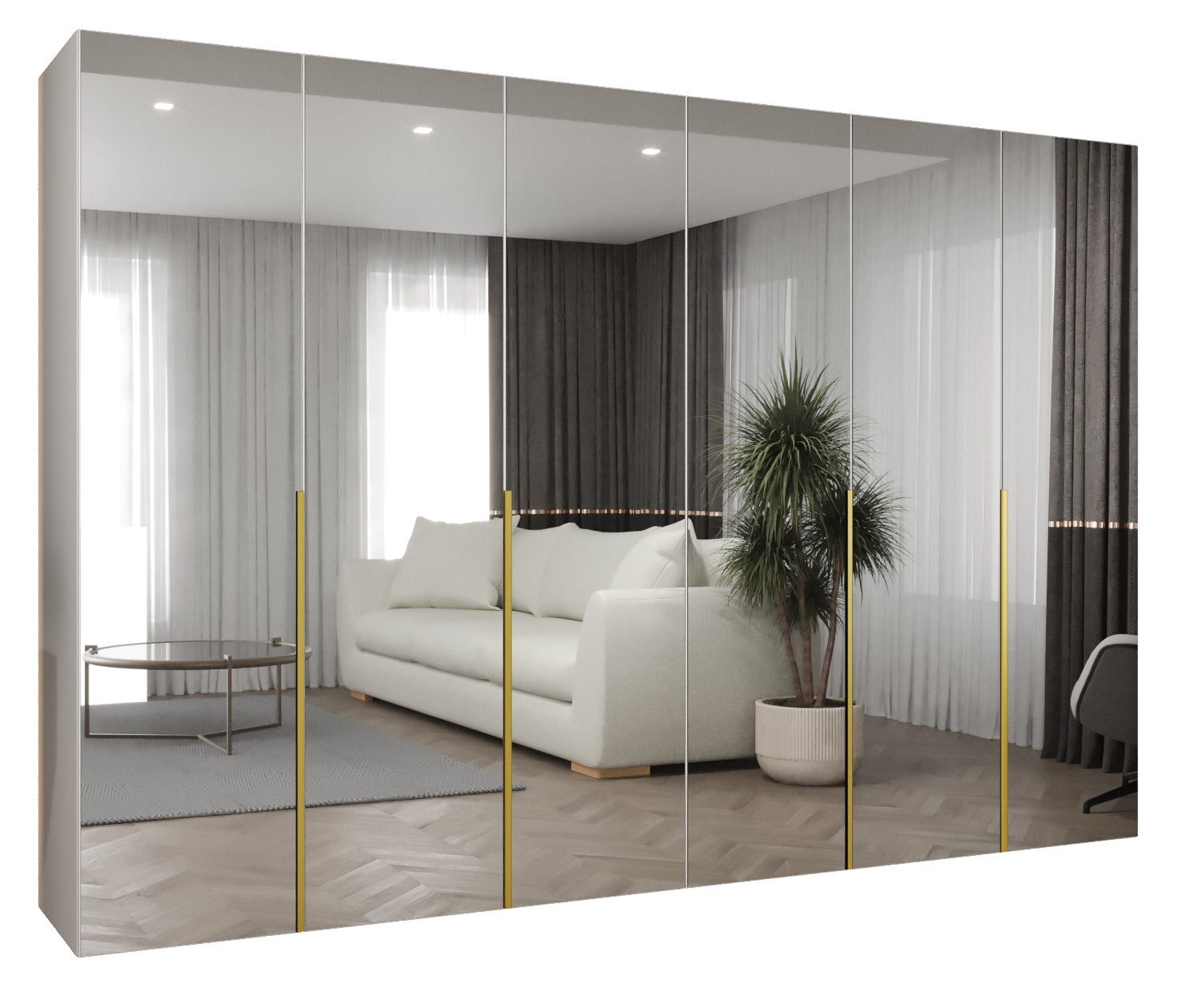 Szafa uchylna otwierana Alicante 3 300 x 52 x 202 cm biały + u. złoty Abiks Meble