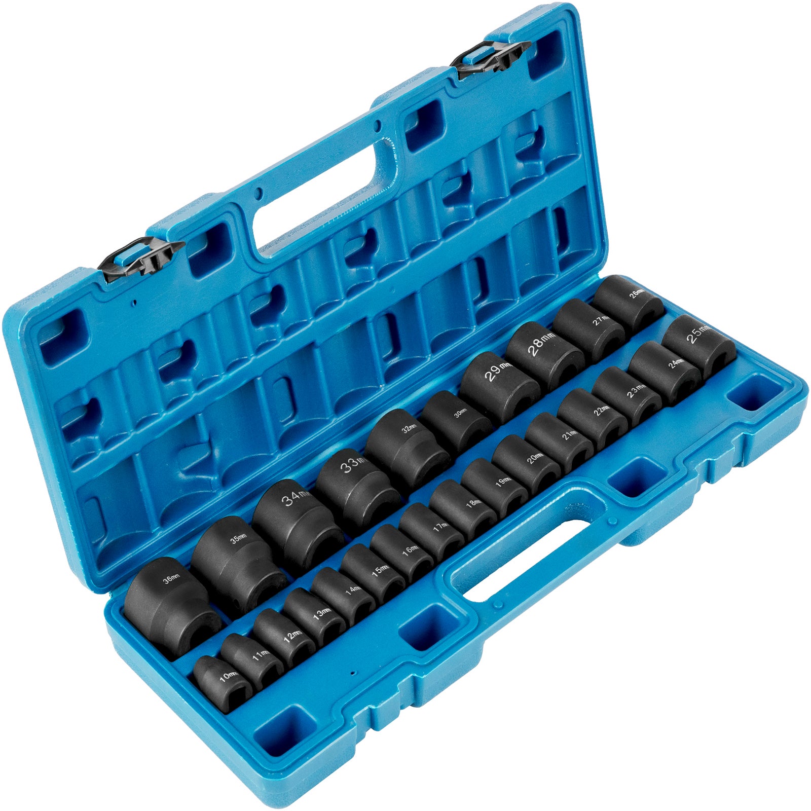 Coffret De 29 Douilles à Choc Profondes – 1/2 Pouce – SAE Et Métrique – Acier Chromé