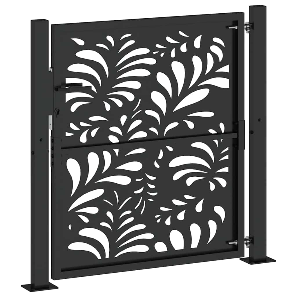 Portail de jardin noir 100x100 cm acier conception de vagues vidaXL - 6