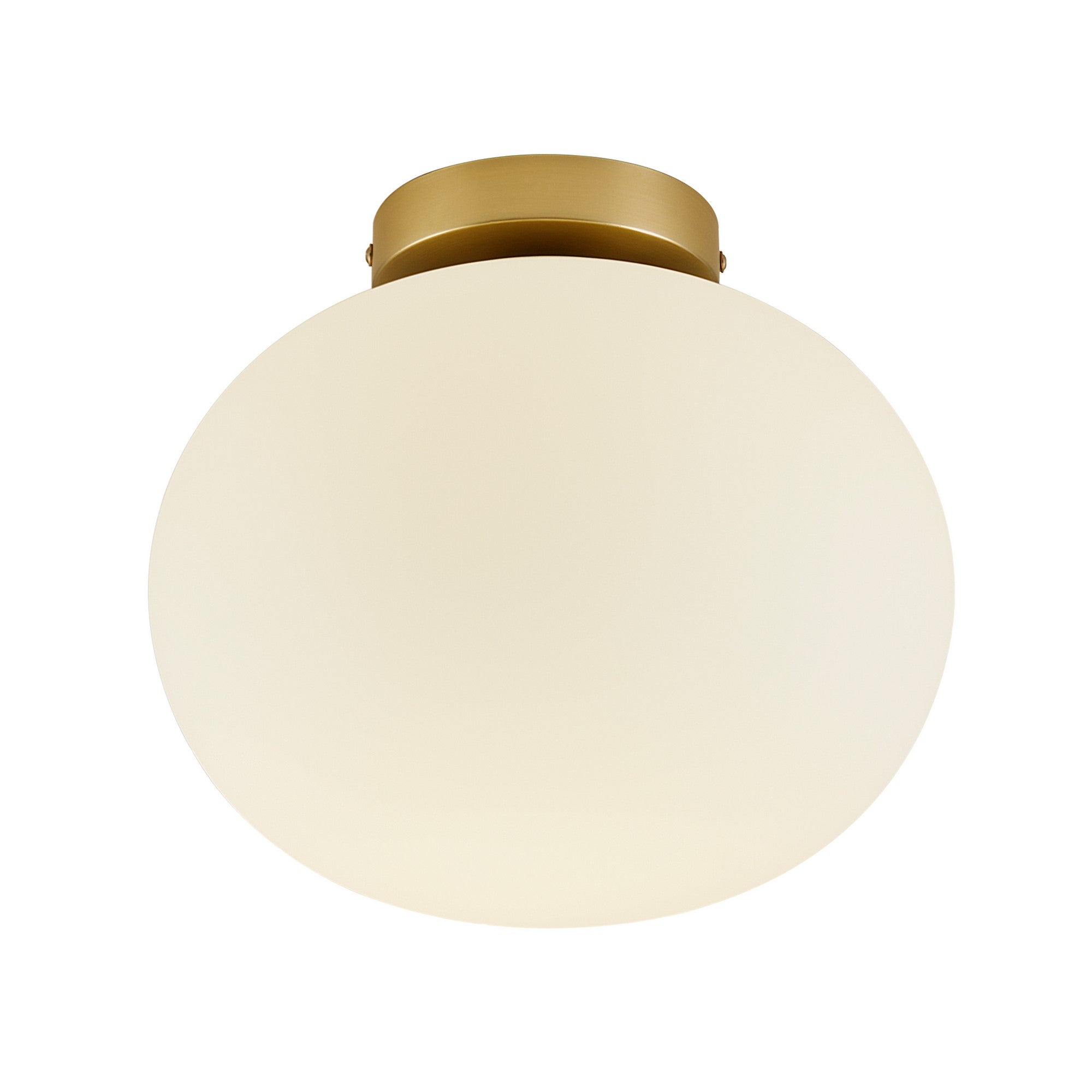 Elegancka złota lampa sufitowa z okrągłą kulą i białym opalowym szkłem ø27,5cm ALTON Nordlux