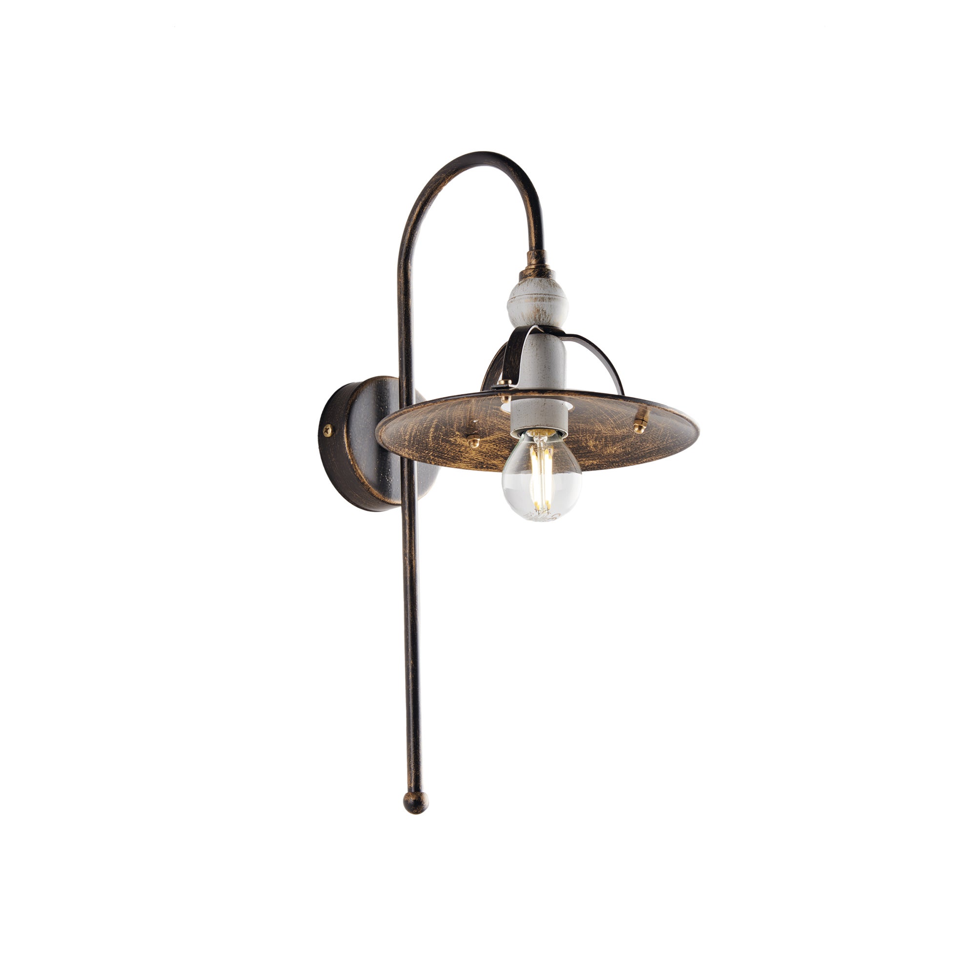 Applique Cantina Stile Industrial 1 Luce Ferro Marrone E Oro - 4