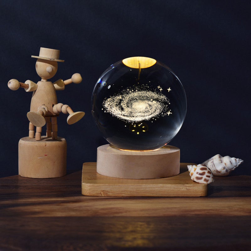 Veilleuse créative : boule de cristal galaxie/lune gravée au laser en ...