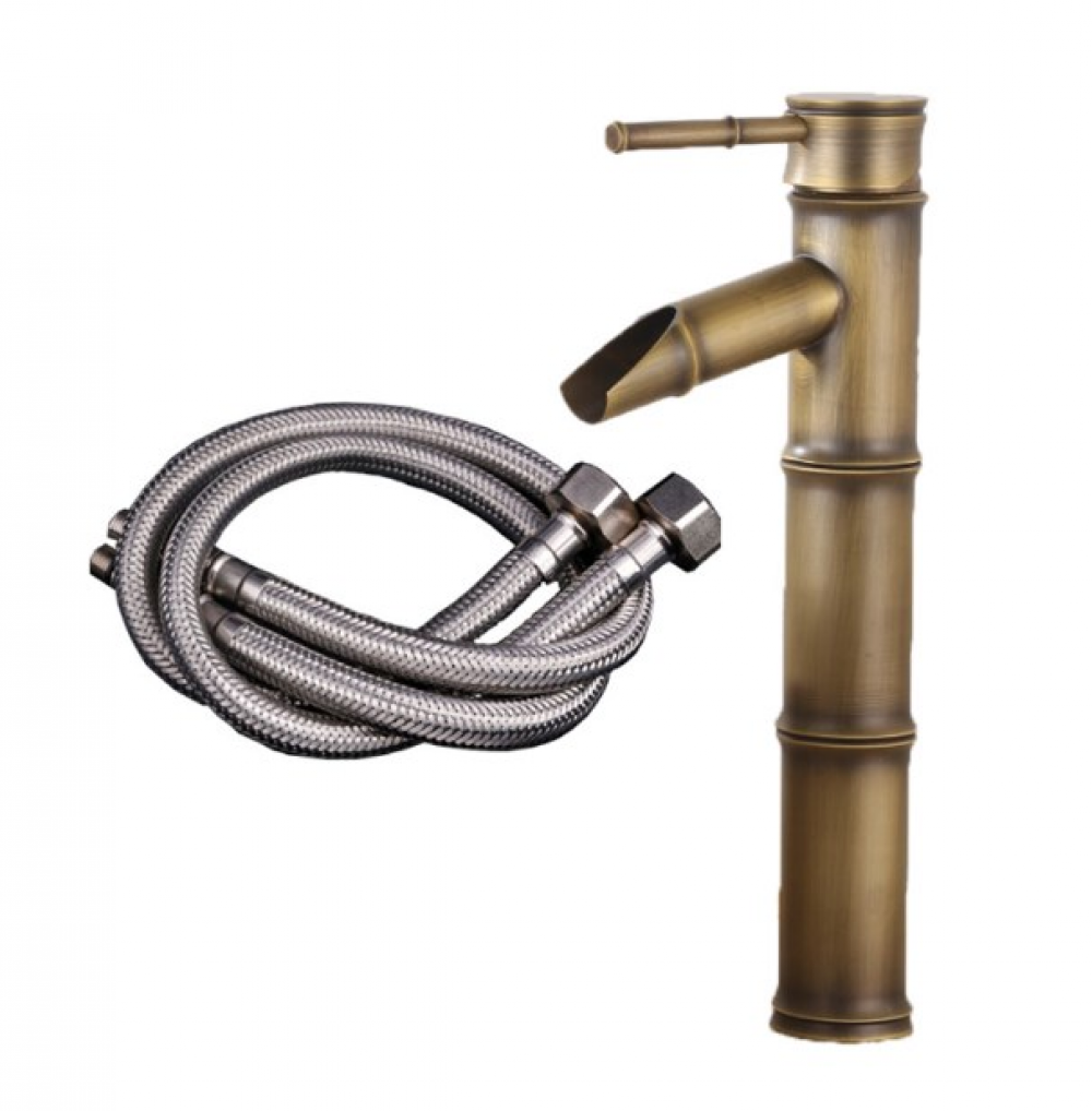 Bateria umywalkowa Cascade, 3 złącza rozłączne, jednootworowa bateria na ciepłą i zimną wodę, brązowa bateria łazienkowa