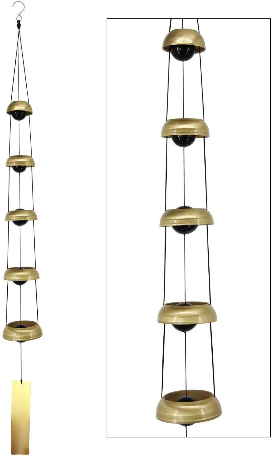 Miedziane kuranty wietrzne, kuranty wietrzne świątynne, kuranty wietrzne feng shui do dekoracji zewnętrznej ogrodu i dziedzińca, kolor mosiądzu