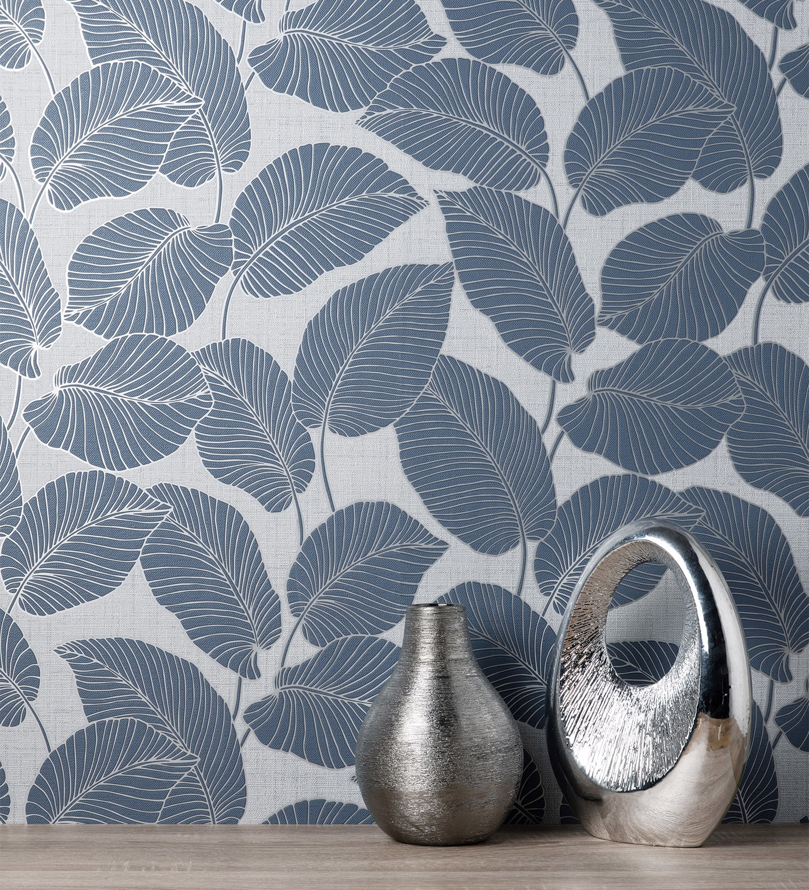 Papel pintado vinílico de hojas con silueta ligeramente metalizada en relieve - begonia 681271 de gaulan - rollo de 10 m x 0,53 m