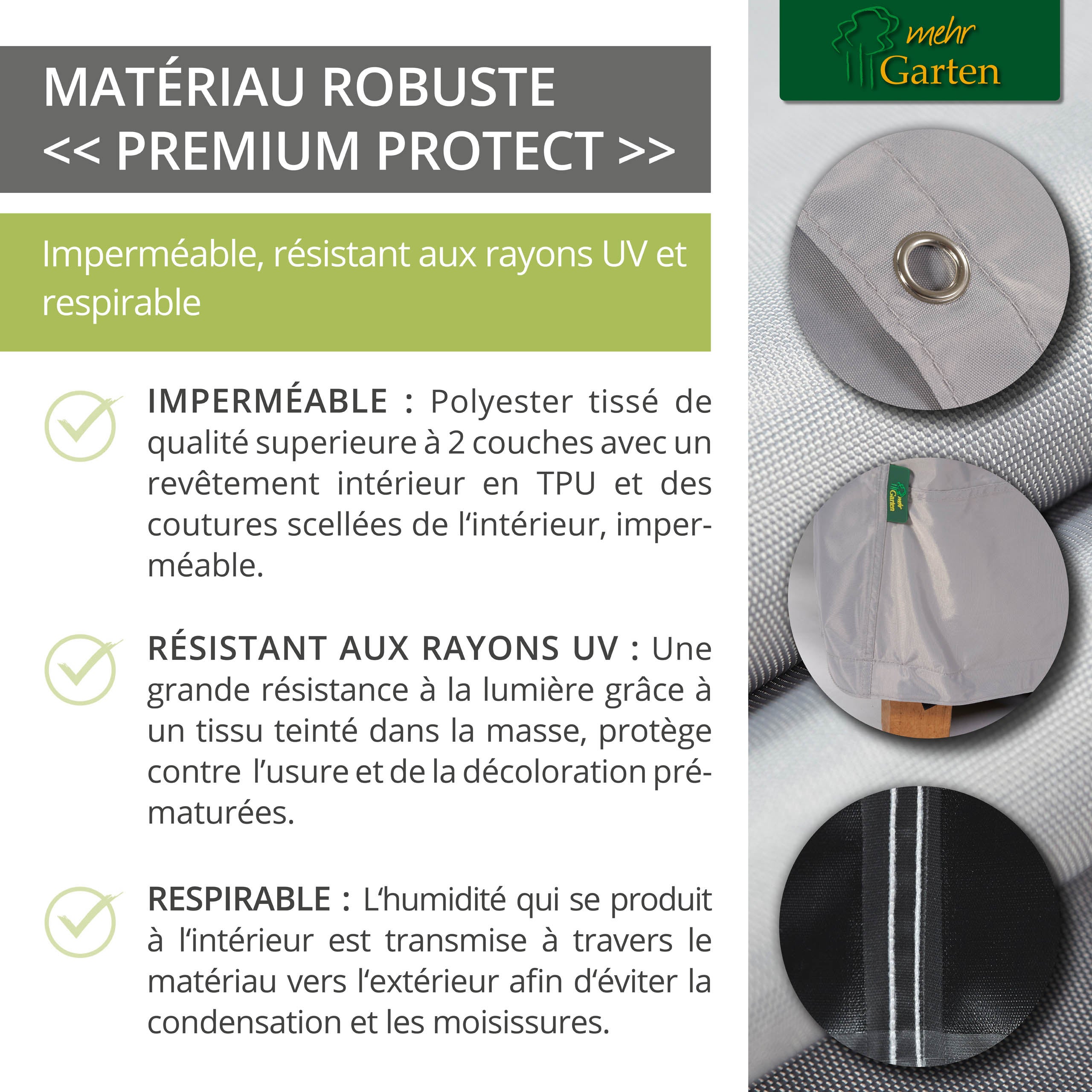 Mehr Garten - Pokrowiec ochronny na leżak Premium PROTECT, 210 (szer.) x 75 (gł.) x 40 (wys.) cm I Pokrowiec ochronny na wodoodporne meble ogrodowe. - 3