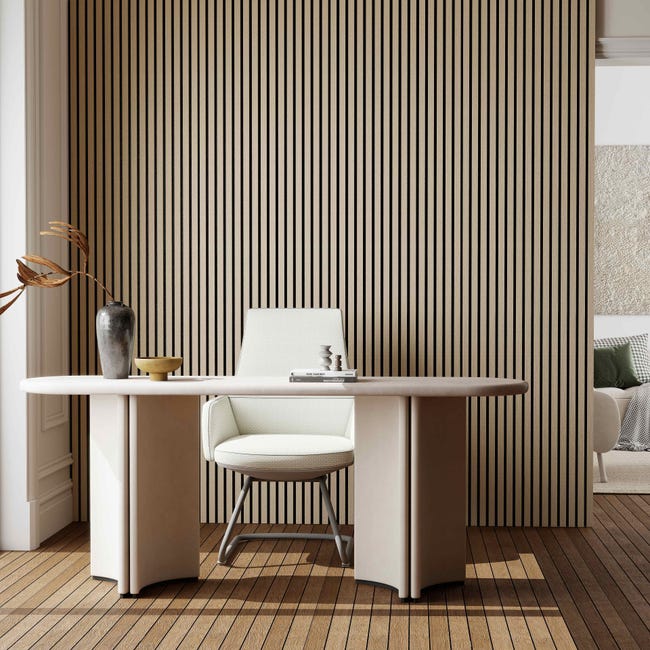 Set di 3 pannelli decorativi fonoassorbenti in legno MDF, 260 cm × 30 ...