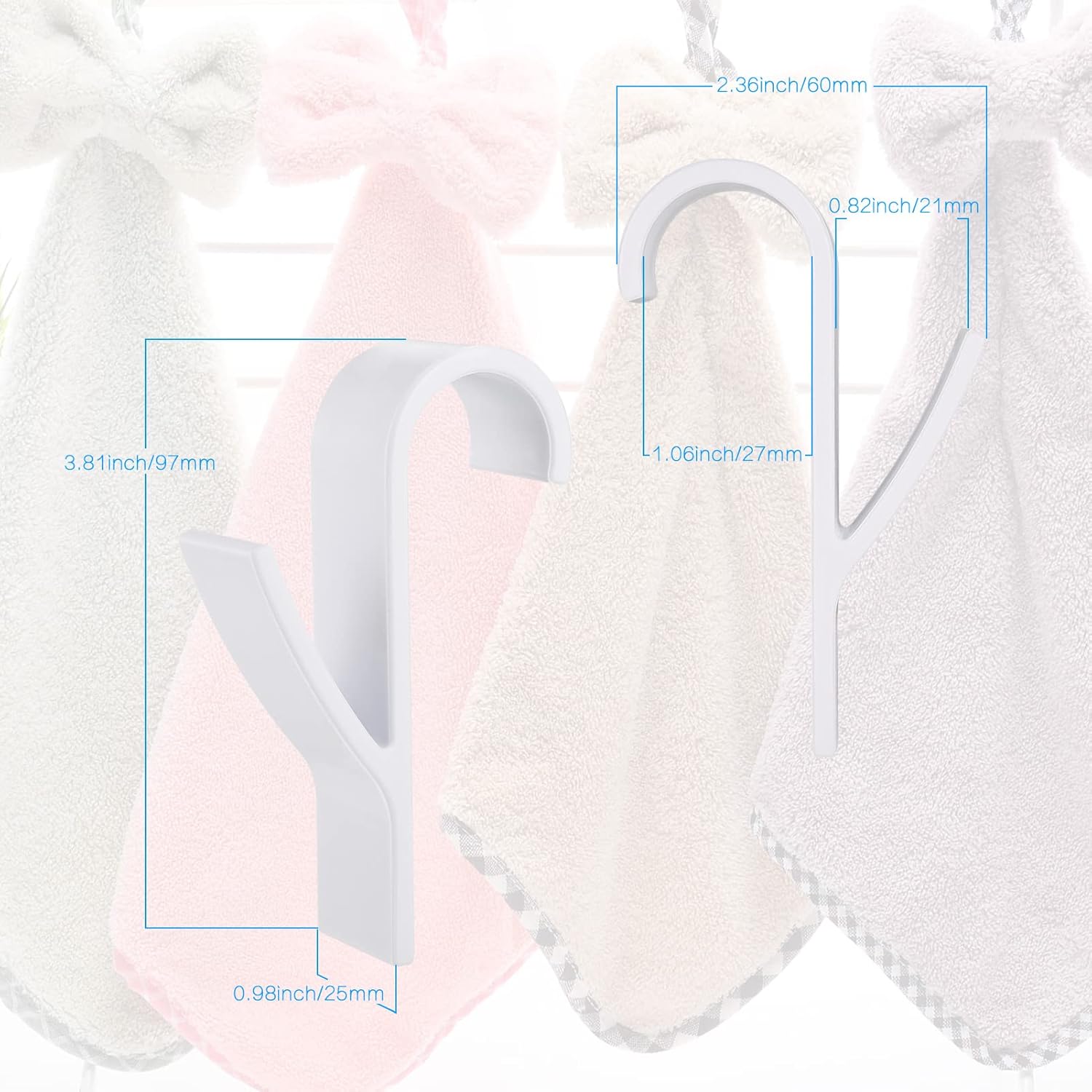 8 Crochets Pour Sèche-serviettes à Tube Plat - Accroche Serviettes Sur Radiateur, étagère, Sans Perçage (blanc/noir) - 9