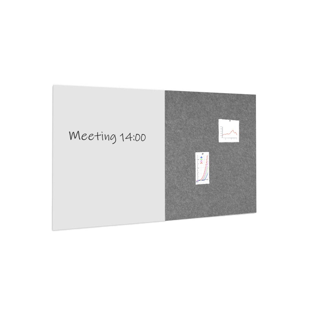 Paquete de pizarra / tablón de anuncios 100x200 cm - 1 pizarra + 1 panel acústico - gris