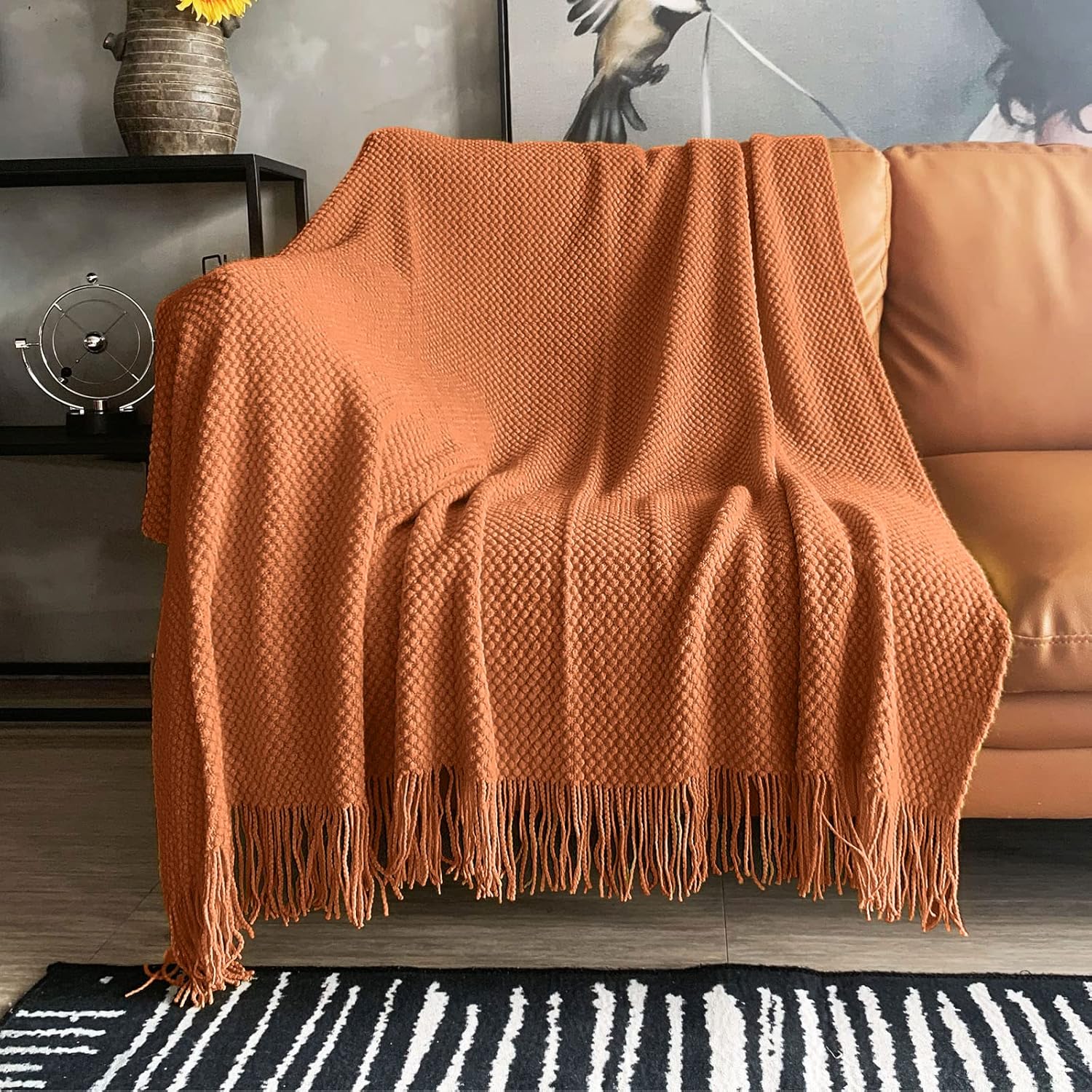 Coperta A Maglia In Cotone Super Morbida Yachee - 180x200 Cm, Crema, Per Divano E Letto