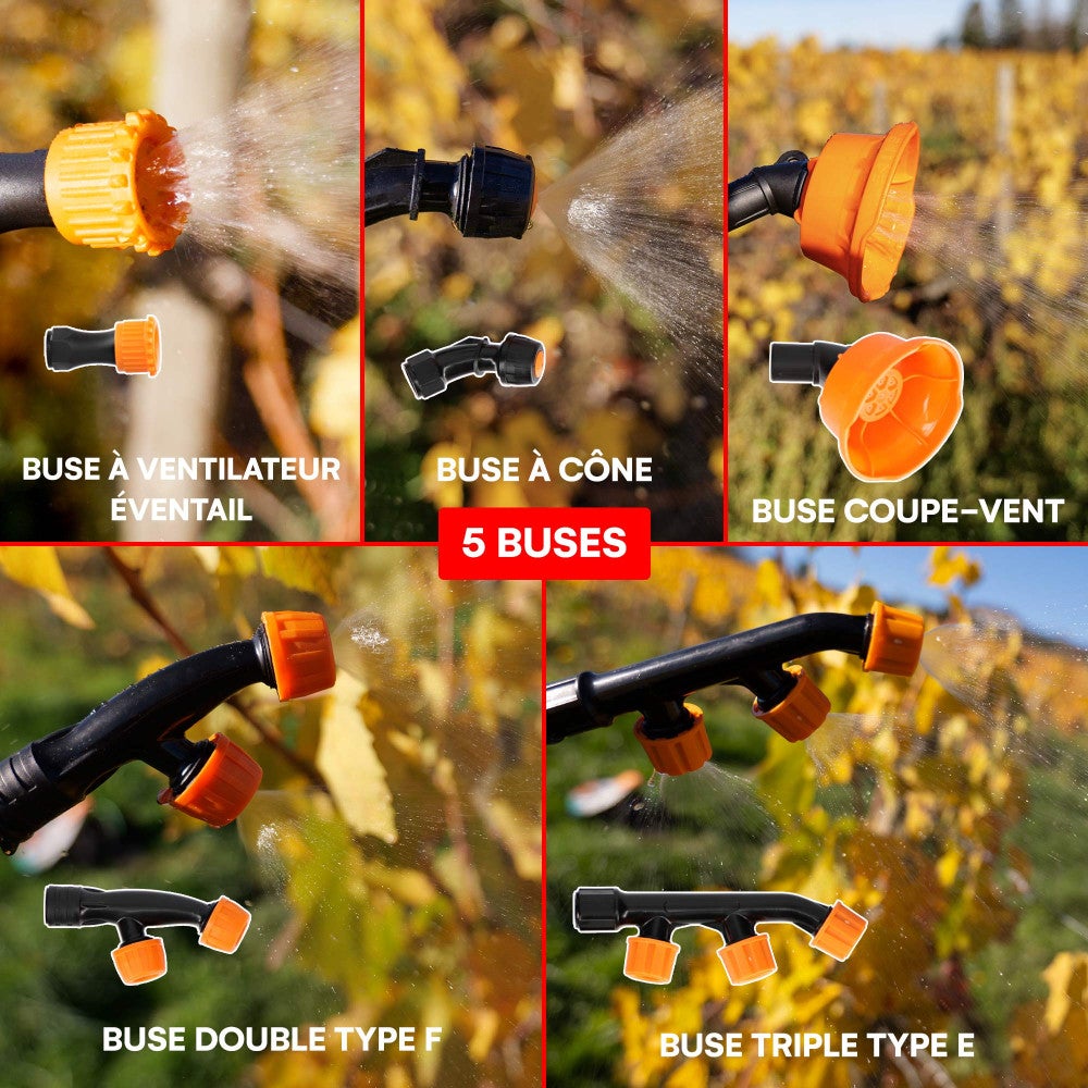 Pulvérisateur à dos électrique 20L à batterie 12V - 8Ah - autonomie 4h - Pulvérisateur 5 buses - Pression réglable 1,5 à 6 bars - 3