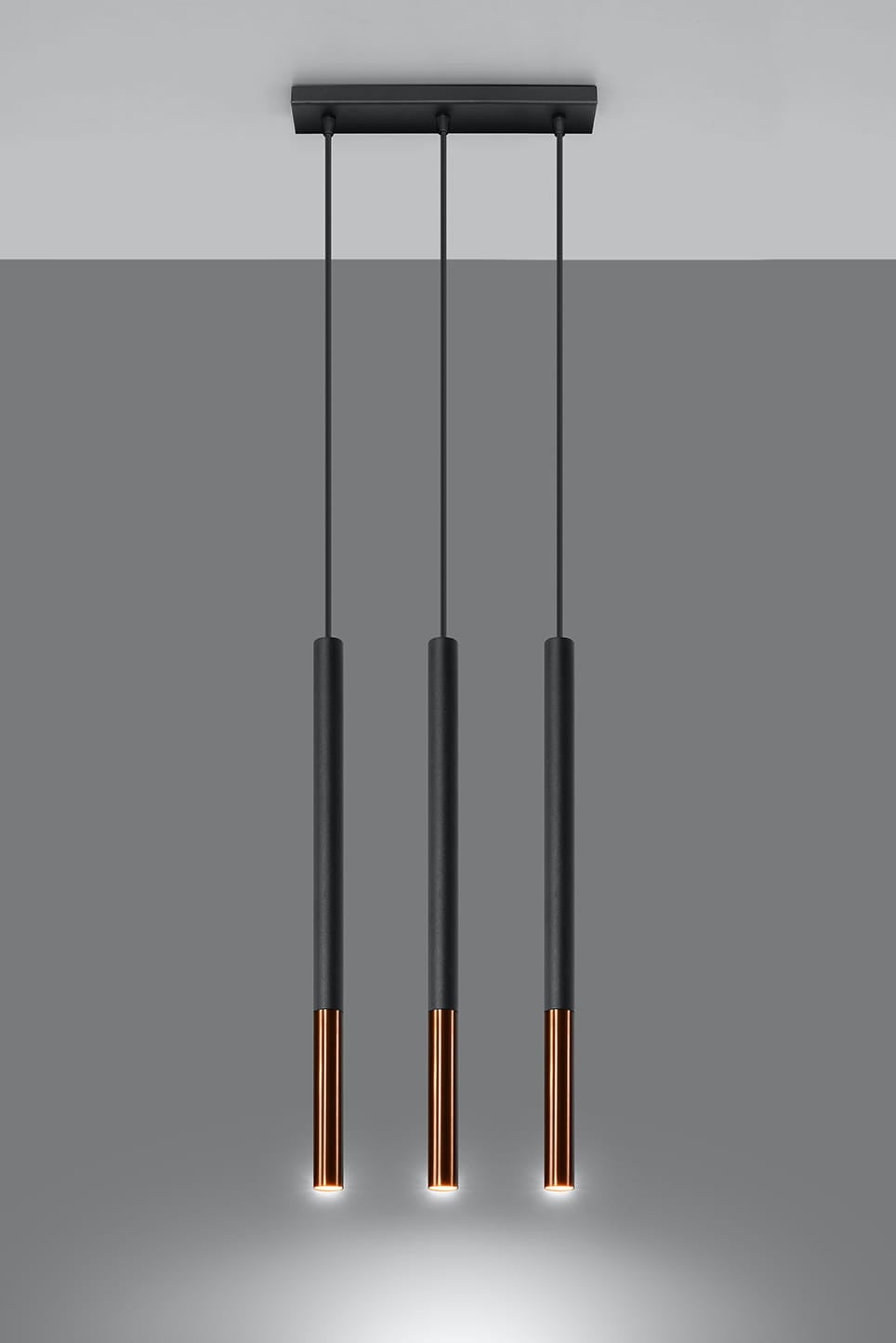 Lampa sufitowa wisząca Mozaica czarno-miedziana 3xG9x12W wym: 100 x 30 x 8 cm metal Sollux Lighting - 4