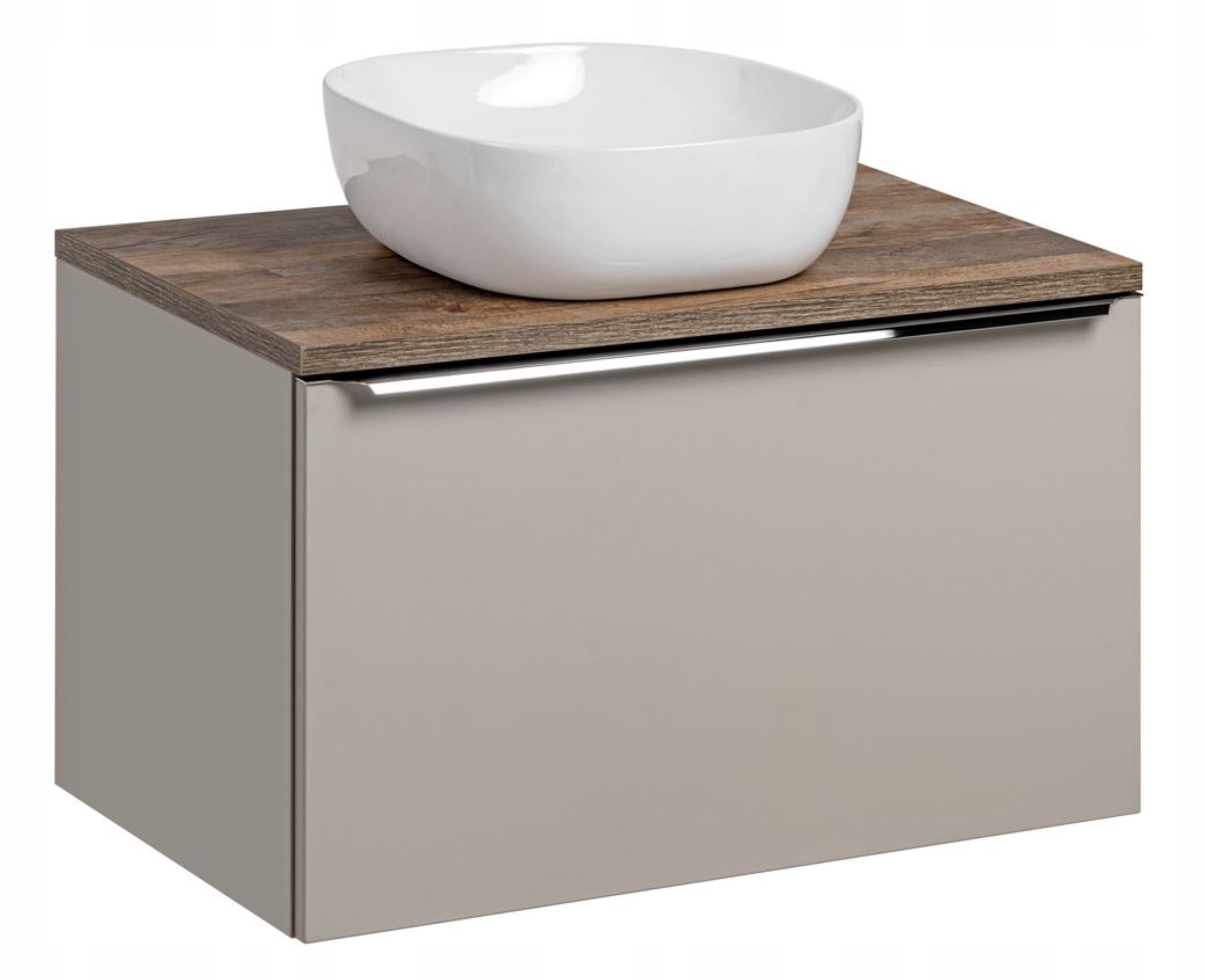 Szafka łazienkowa SANTA FE 80 cm taupe z blatem dąb Santa Fe i umywalką
