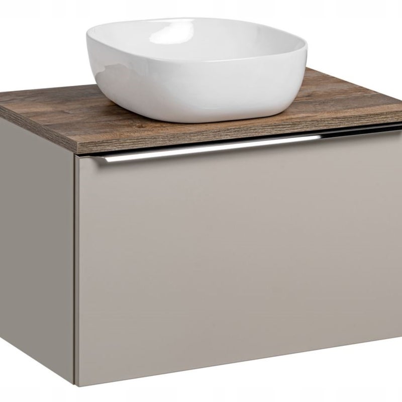 Szafka łazienkowa SANTA FE 80 cm taupe z blatem dąb Santa Fe i umywalką