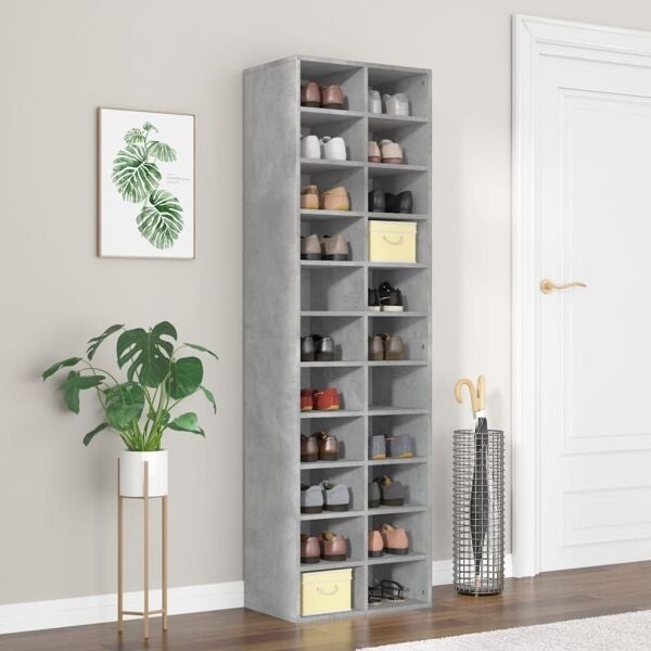 VidaXL Szafka na buty Betonowa Szara 54x34x183 cm Drewno konstrukcyjne