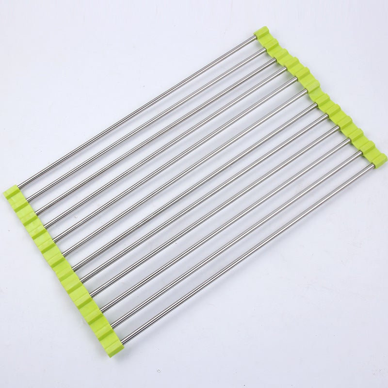 Zielony ociekacz 12 rurek 37 x 23 cm 1 mata do zlewu kuchennego składana suszarka do naczyń ze stali nierdzewnej